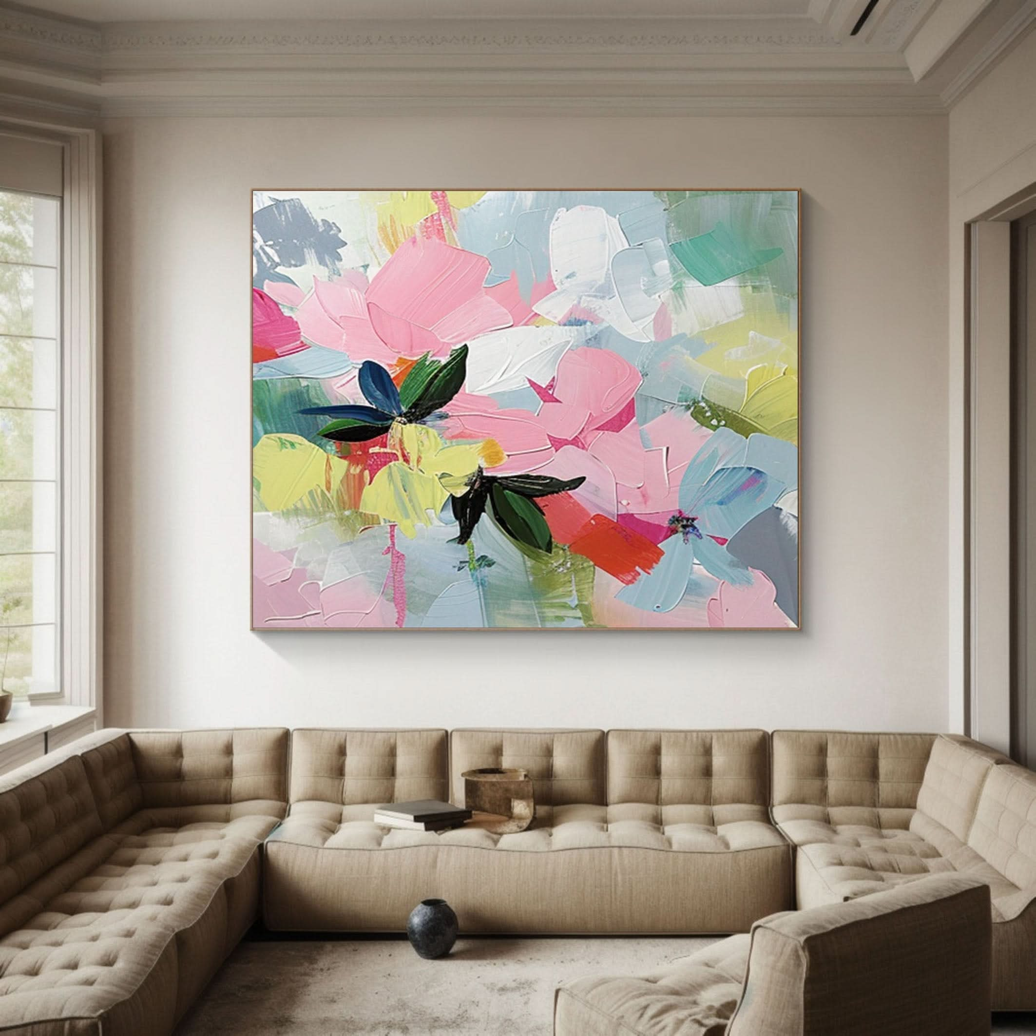 Vibrant Garden Floral Wall Art - Modern Abstract Flowers #FT 024