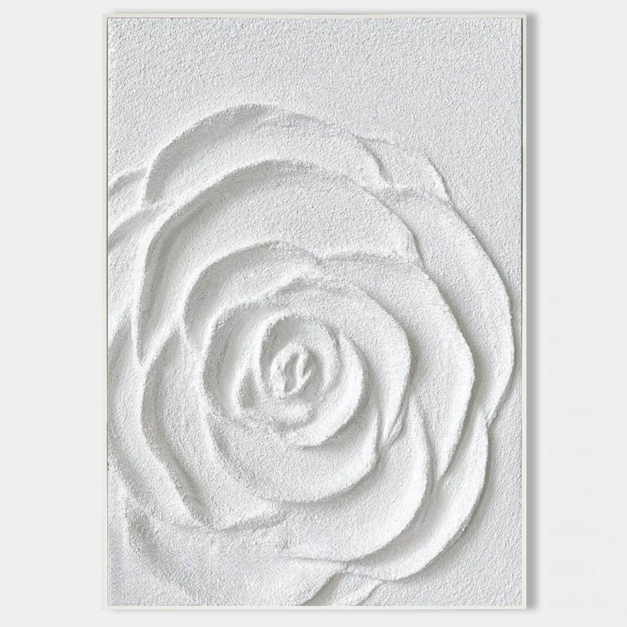 White Flower Plaster Art 3D Plaster Art Plaster Wall Art Plaster Painting On Canvas For Sale