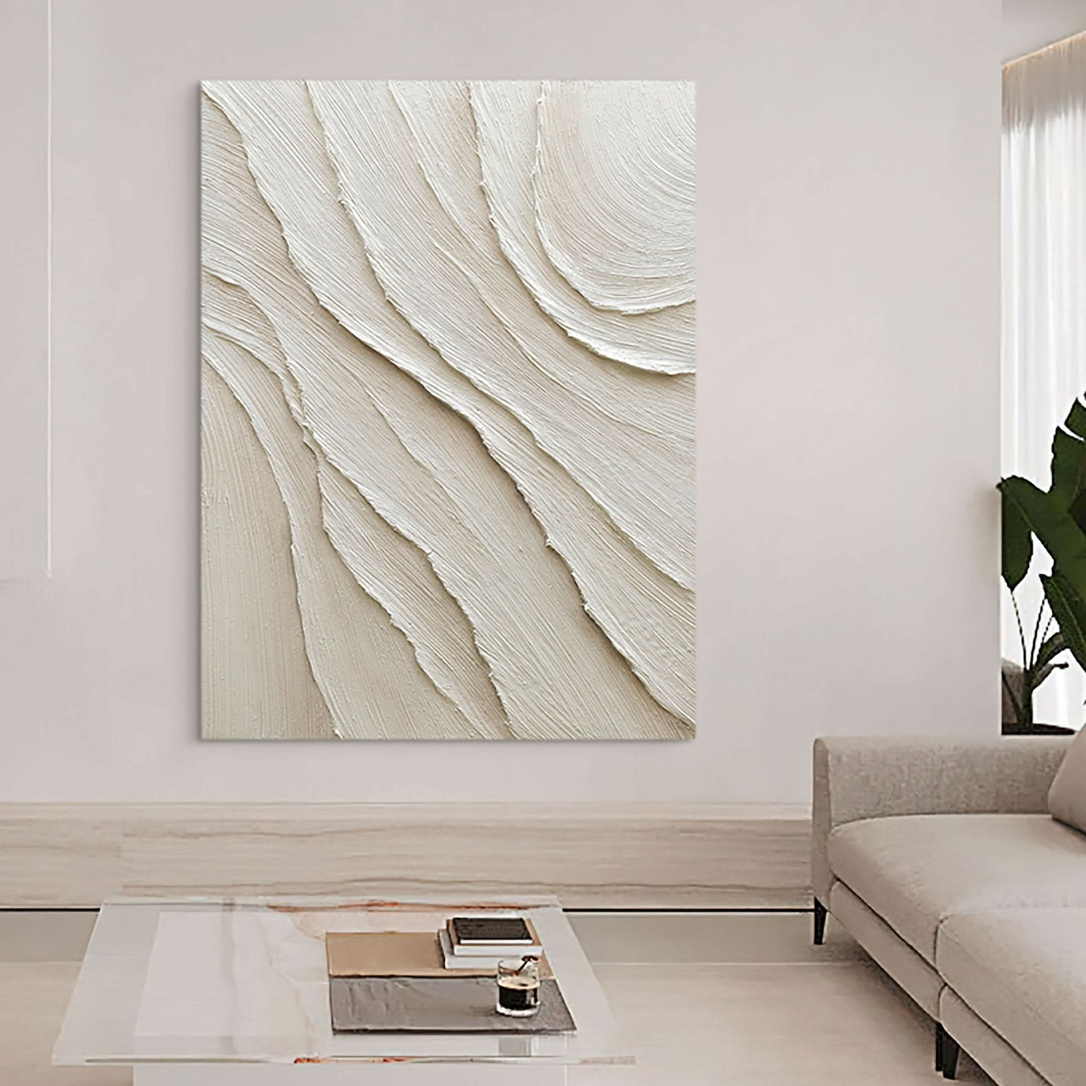 White Minimalist Abstract Painting #AVG 002