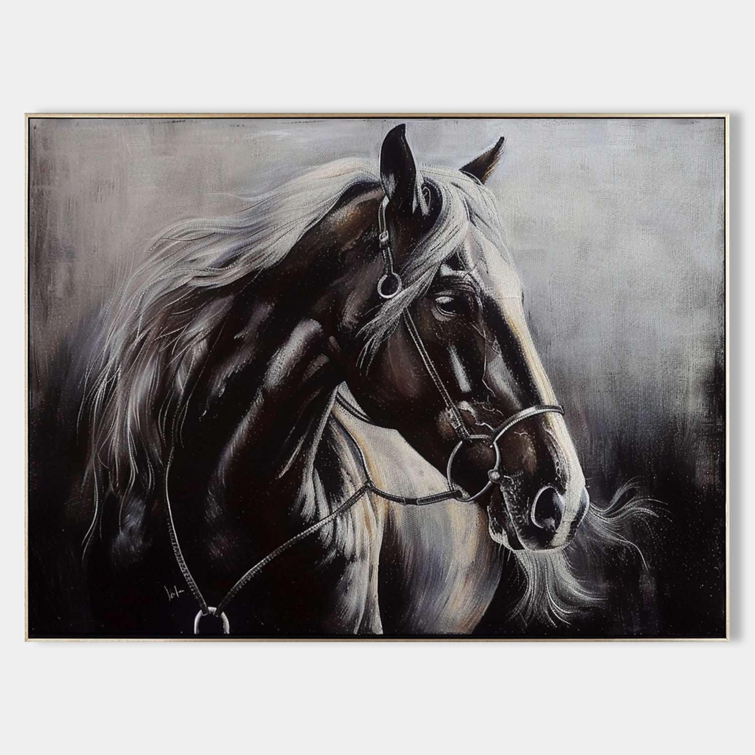 Black Horse Canvas Wall Art Decor Black Horse Canvas Art for Sale Black Horse Wall Hanging Painting