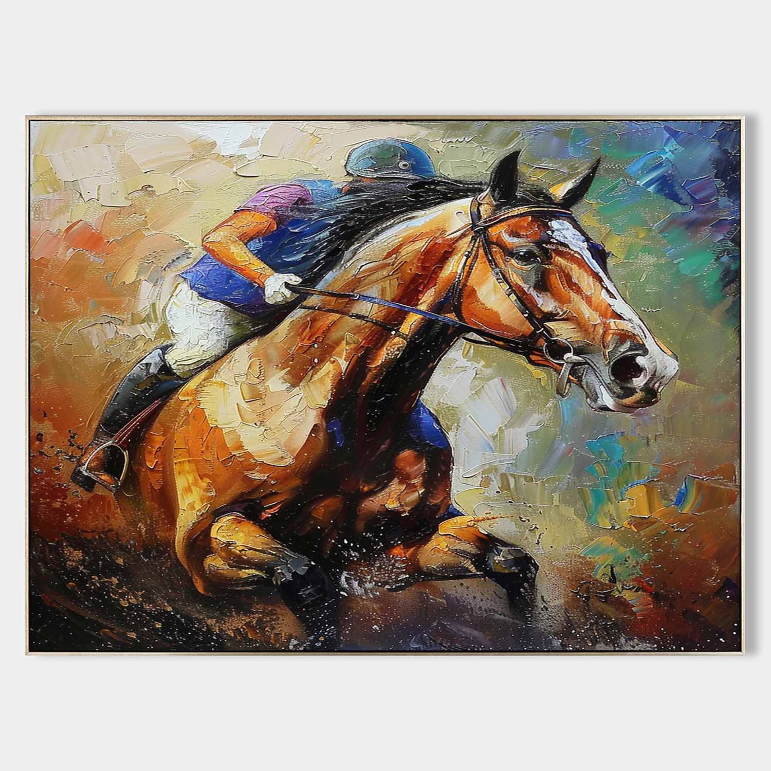 Horse Riding Canvas Wall Painting Decoration Horse Riding Canvas Art Horse Riding Wall Painting