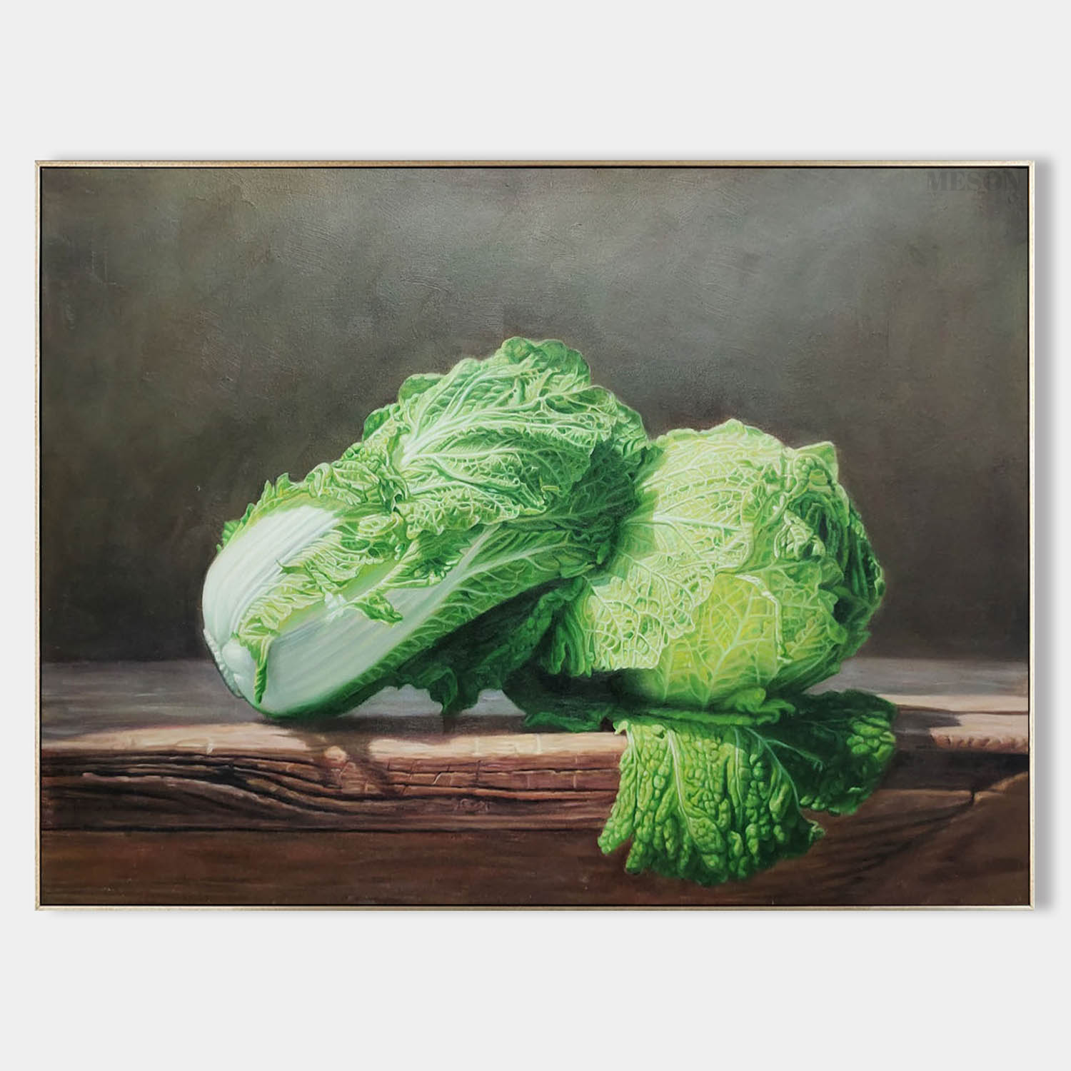 Hyperrealistic Cabbage Oil Painting Hyperrealistic Cabbage Canvas Wall Art Decor Vegetable Realistic Art For Sale