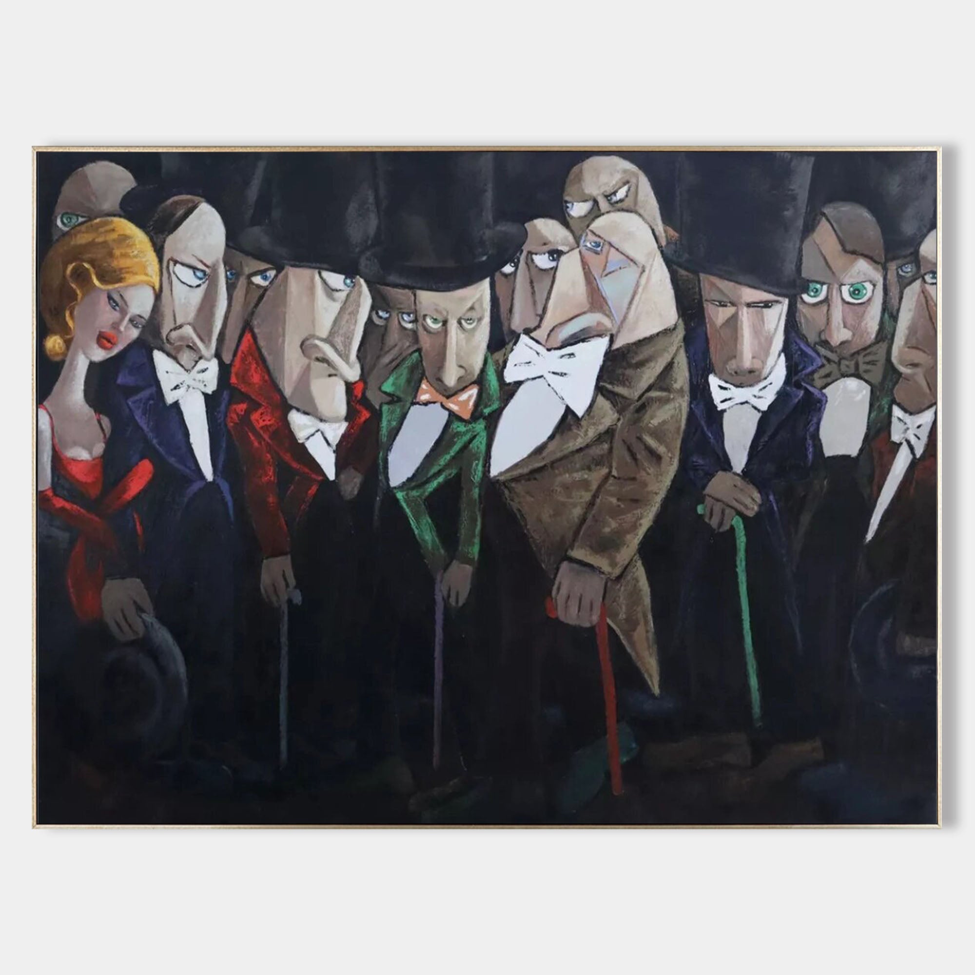 Suit Man Party Oil Painting Suit Store Wall Art Opera House Wall Hanging Painting Suit Man Graffiti Canvas Art