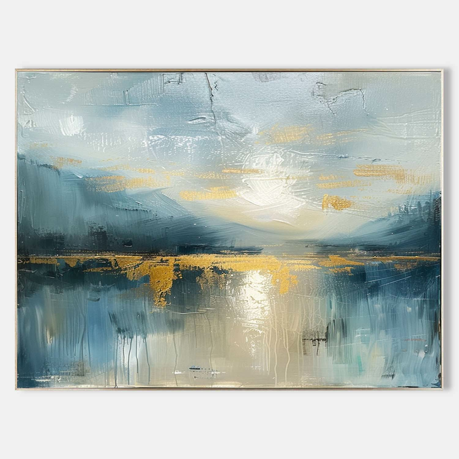 Large Modern Lakeside Sunrise Landscape Art for Sale Colorful Sunrise Landscape Abstract Canvas Art