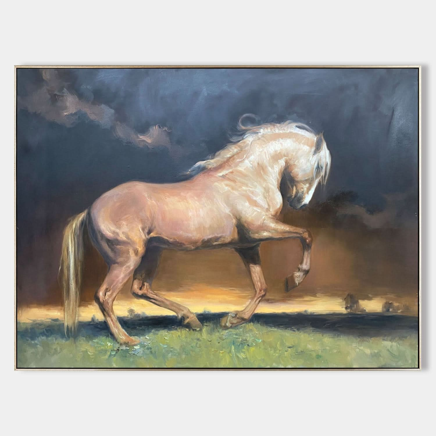 Brown Horse Oil Painting Hyperrealistic Brown Horse Art Realistic Horse Wall Art Brown Canvas Art