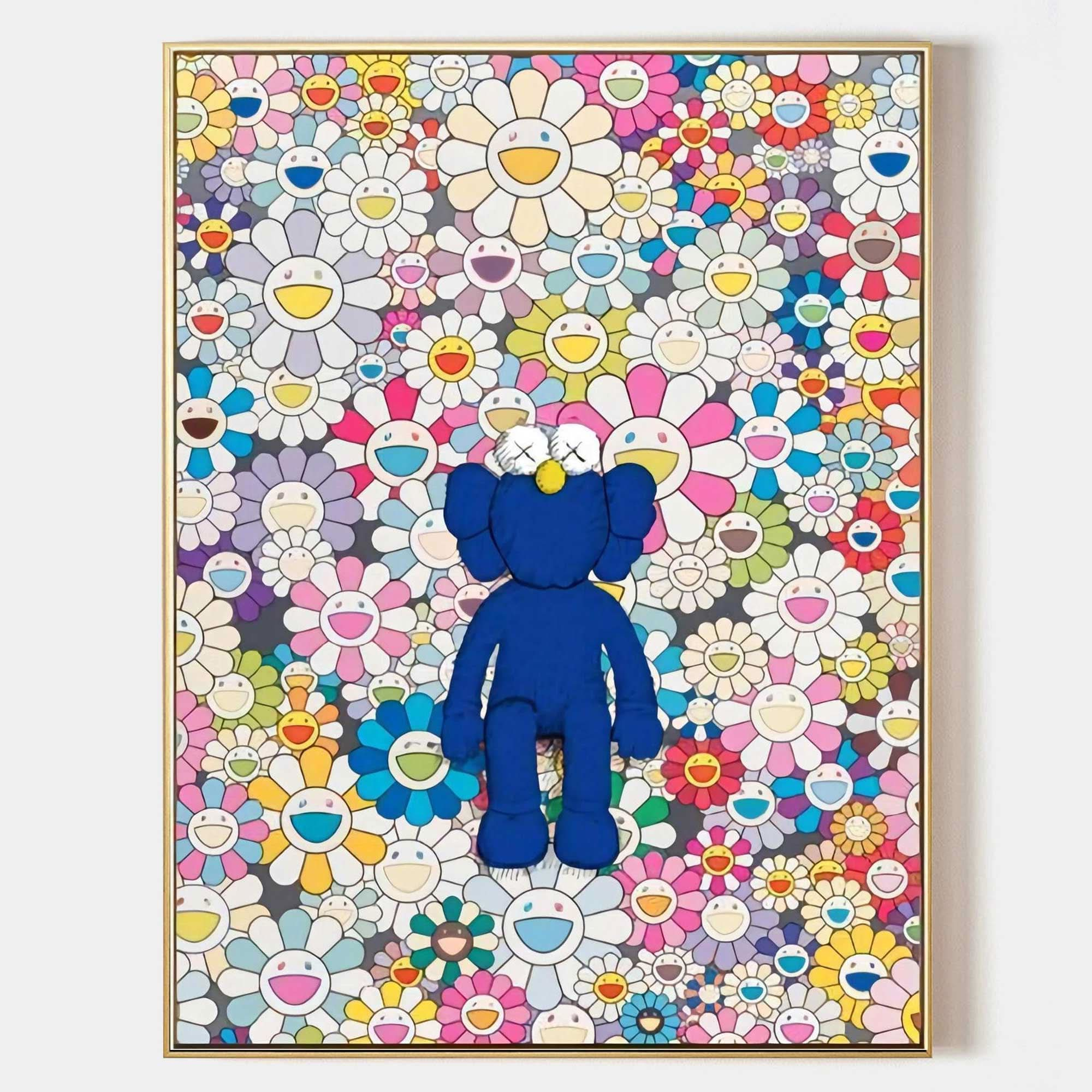 Colorful Kaws painting Colorful Kaws pop art Colorful Kaws3D Texture Wall Painting Kaws Canvas Art