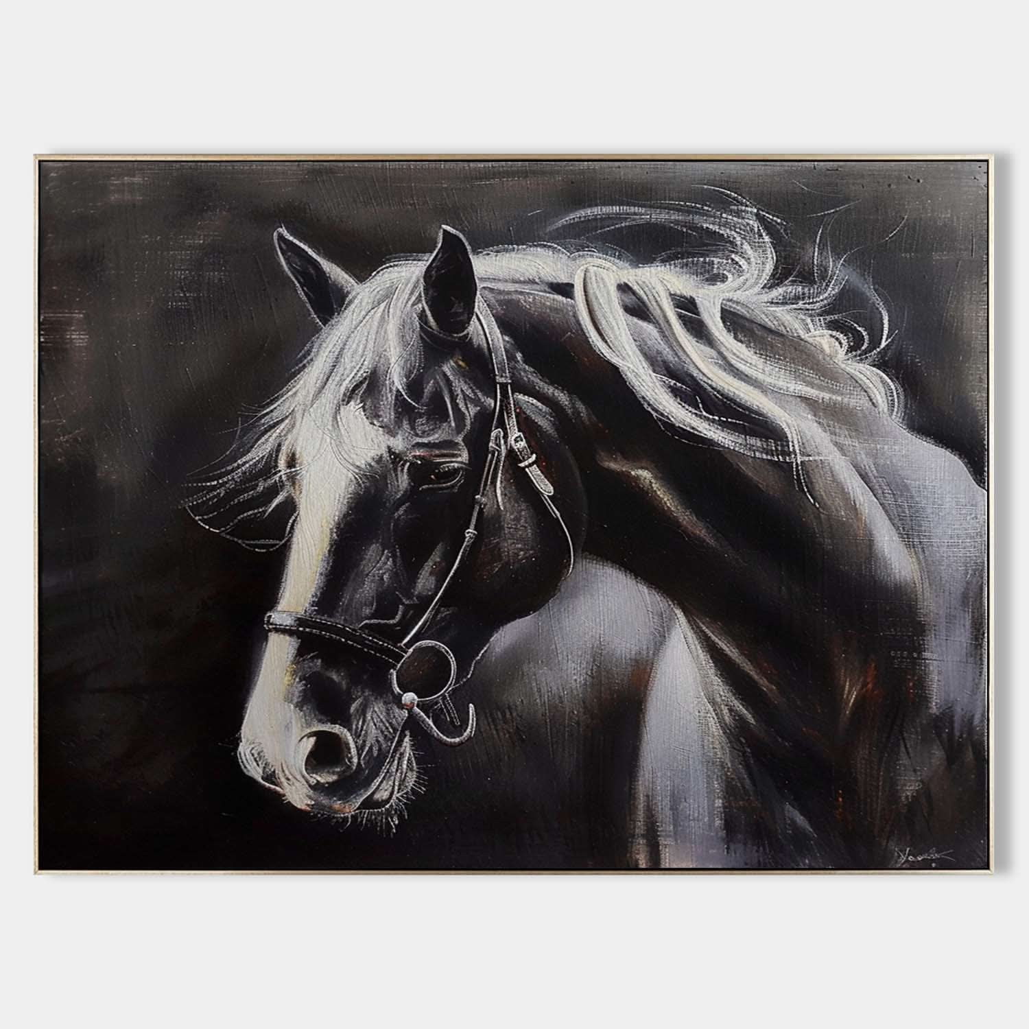 Black Horse Canvas Art for Sale Black Horse Canvas Wall Art Decoration Black Horse Wall Hanging Picture