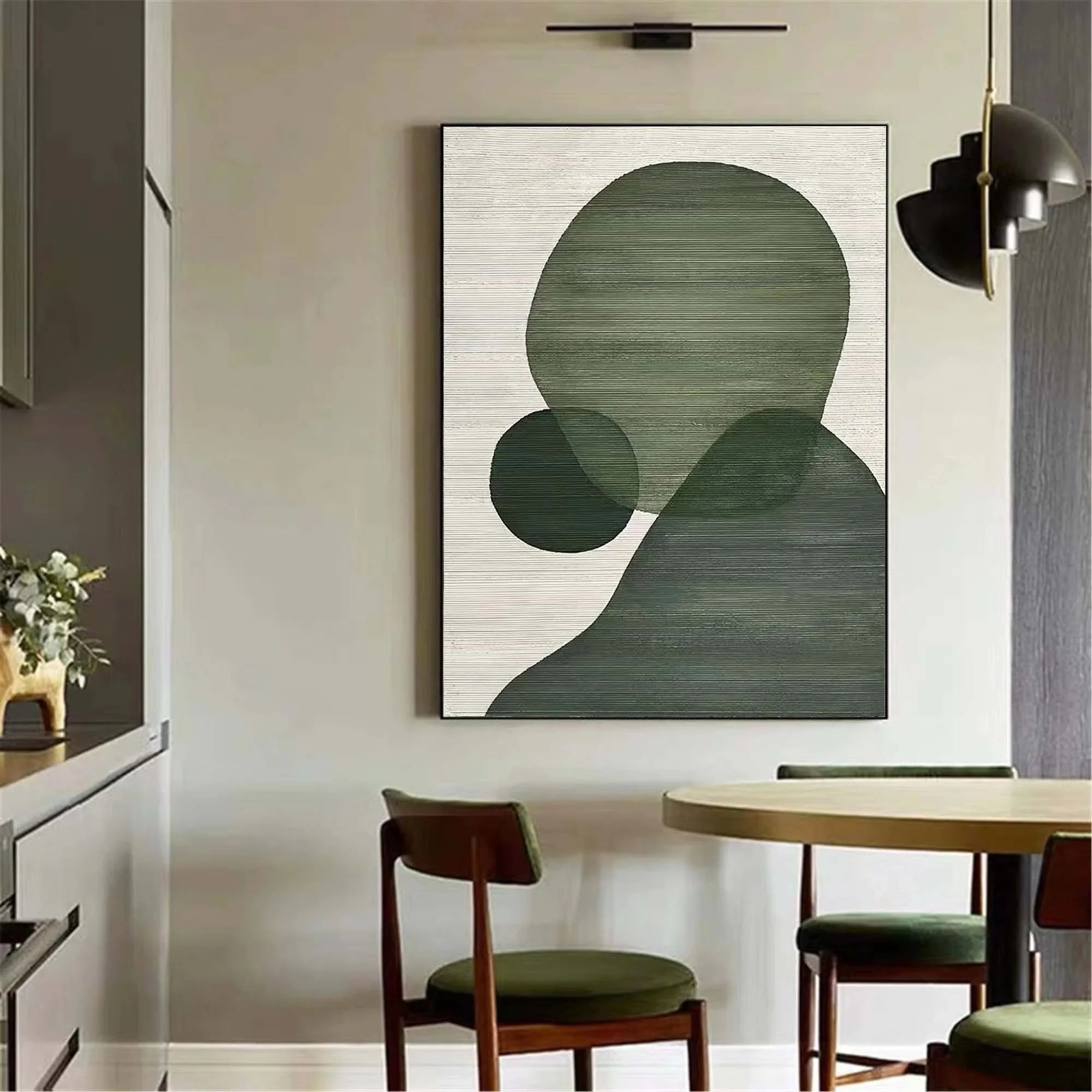 Green Boho Abstract Painting On Canvas Minimalist Textured Wall Art Modern Home Decor