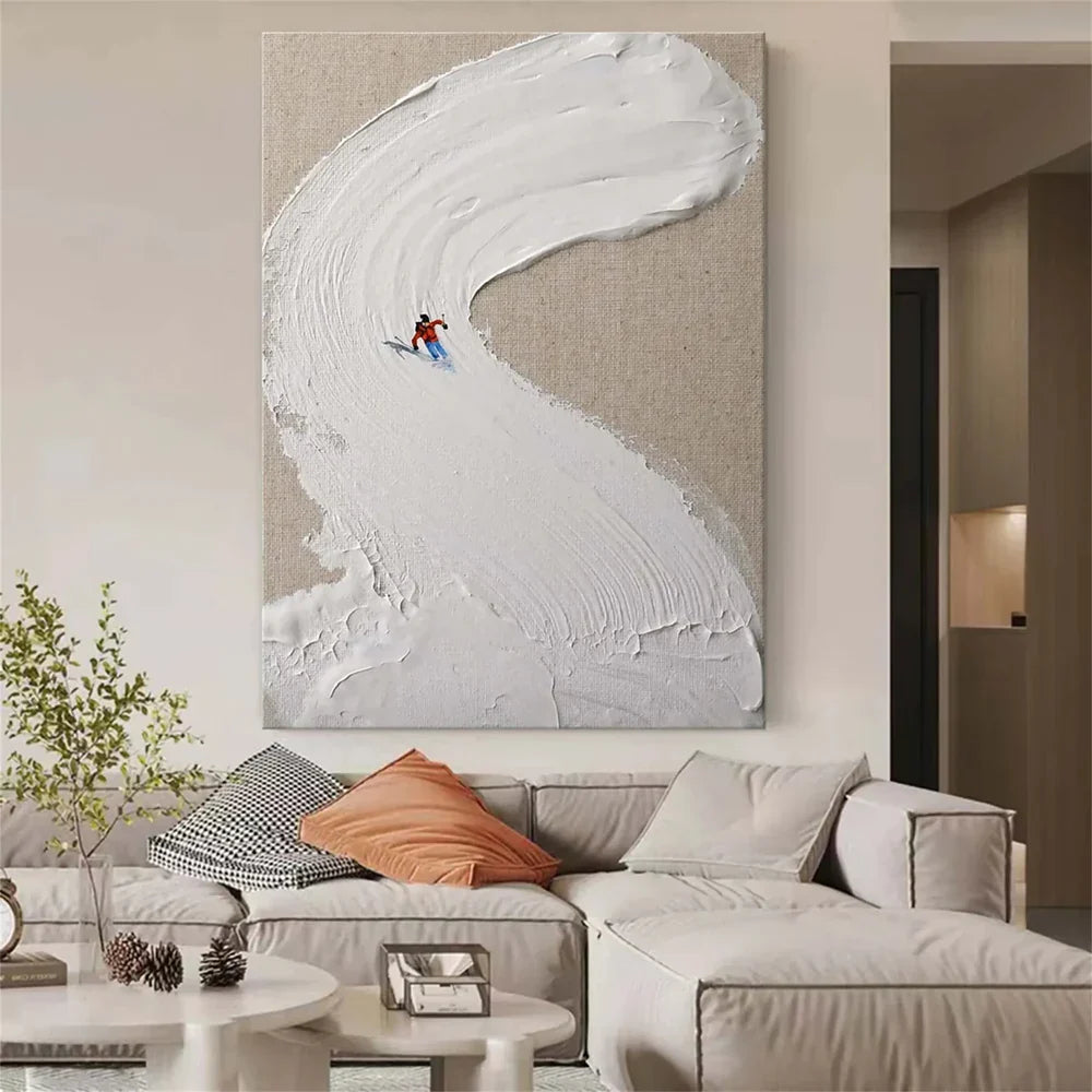 White Sport Art Minimalist Textured Wall Art #SA009