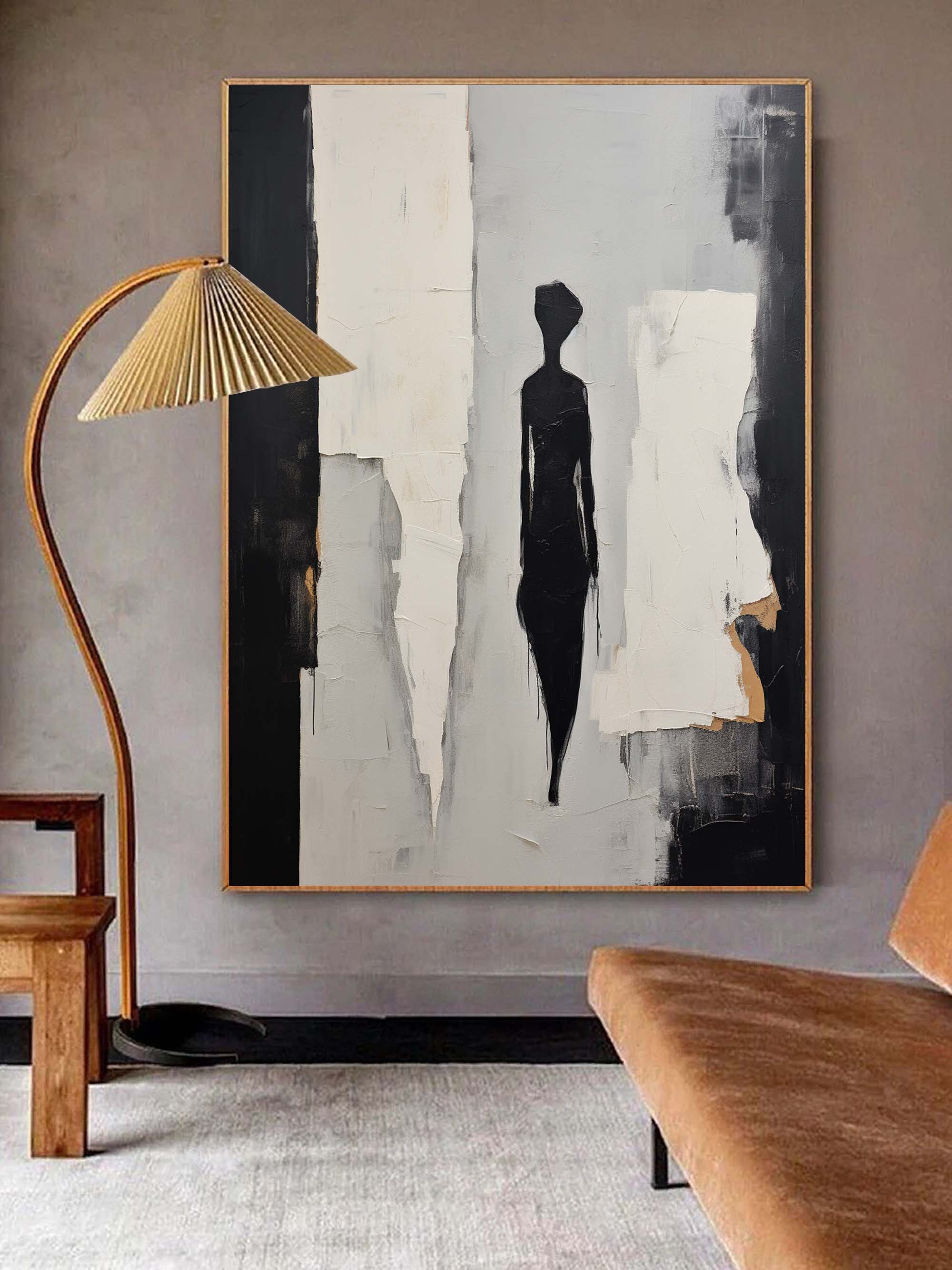 People Abstract Art Beige Abstract Minimalist Wall Art Beige Contemporary Minimalist Art Beige Art On Canvas Beige Figure Abstract Art