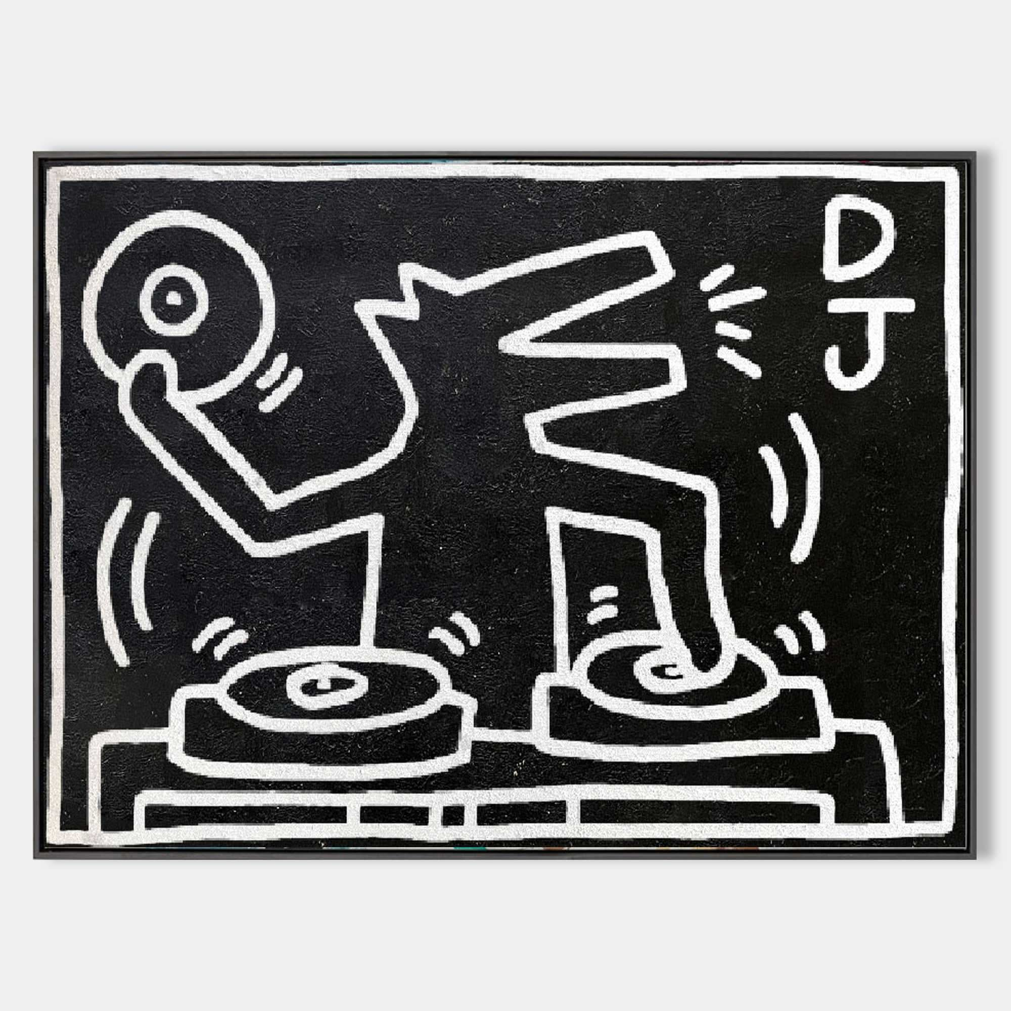 Keith Haring DJ Alligator Painting Keith Haring Artwork Large Keith Painting Pop Art Pop Wall Art