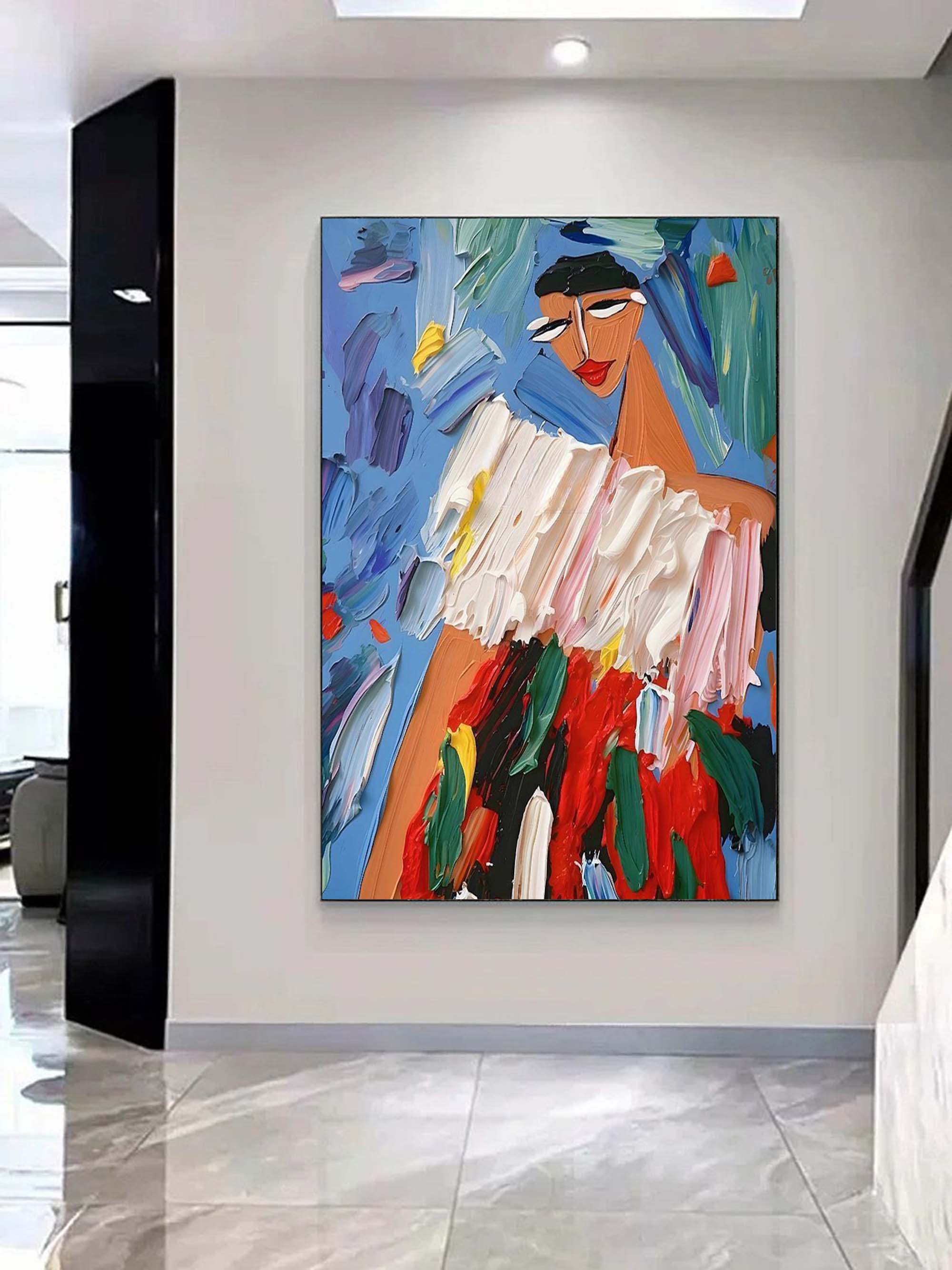 3D Abstract Woman Canvas Oil Painting Abstract Woman Textured Art Palette Knife Figure Painting