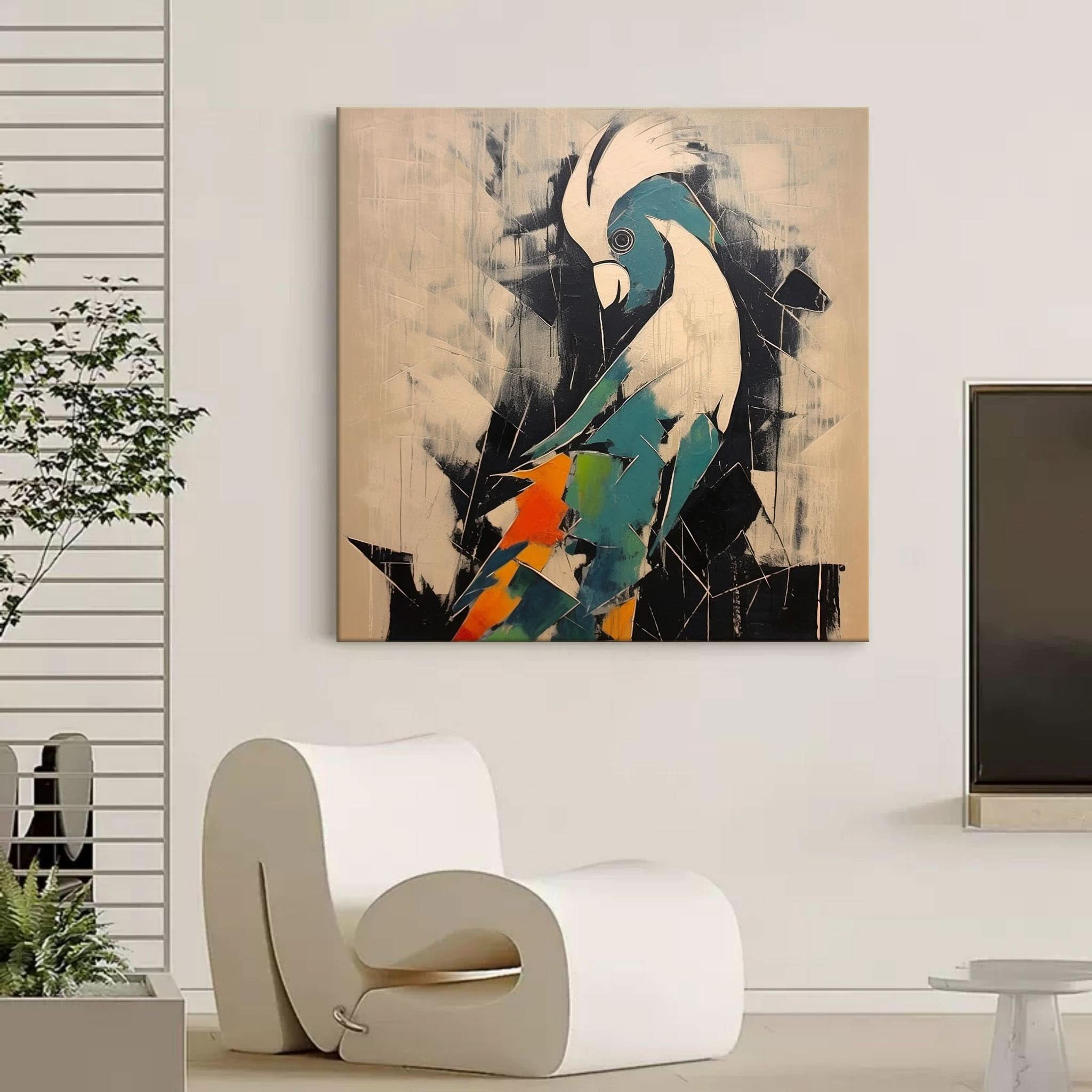 Abstract Parrot Wall Painting Hand Painted Parrot Oil Painting Interesting Parrot Canva Cute Pop Art