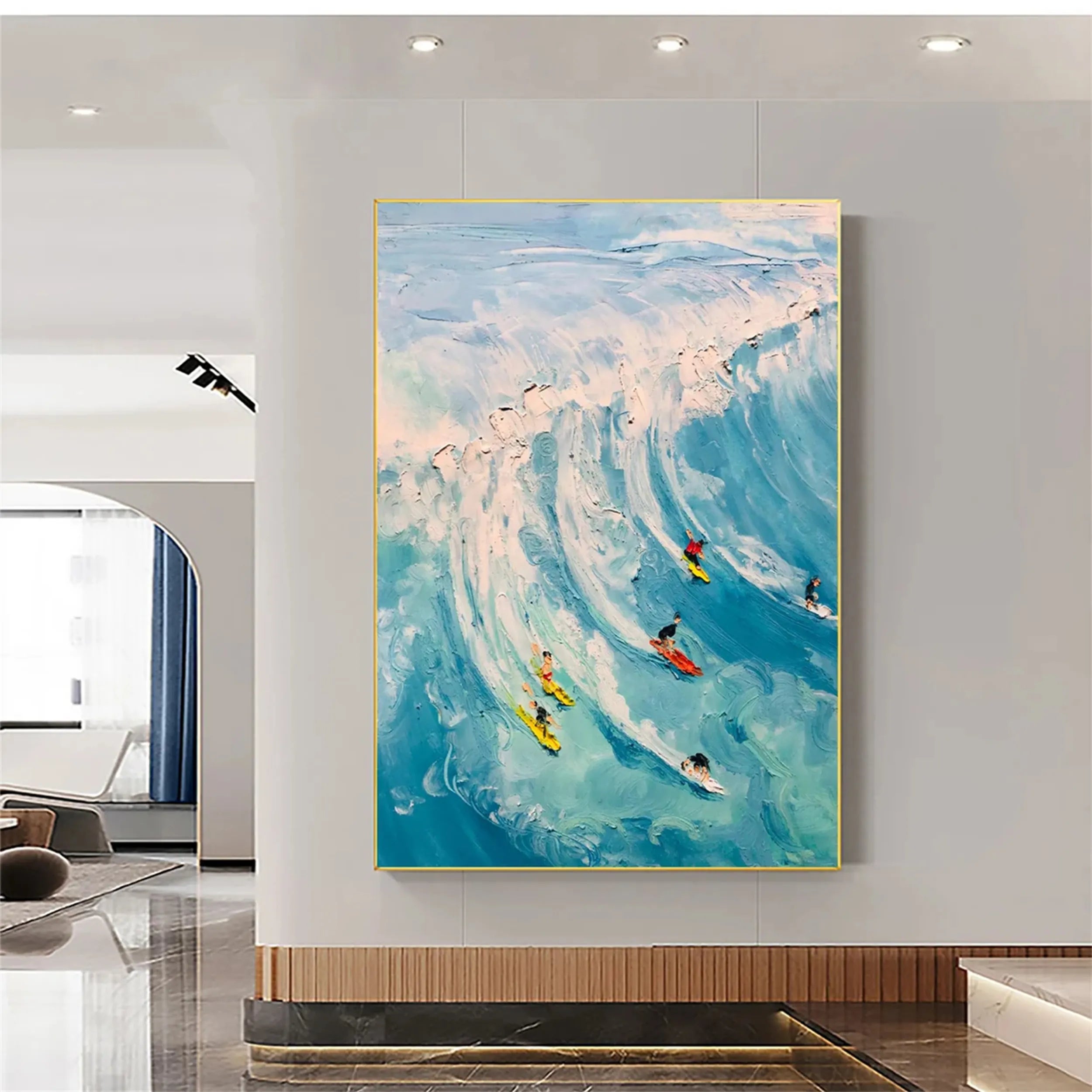Seascape and Snowy Peak Painting #SP024