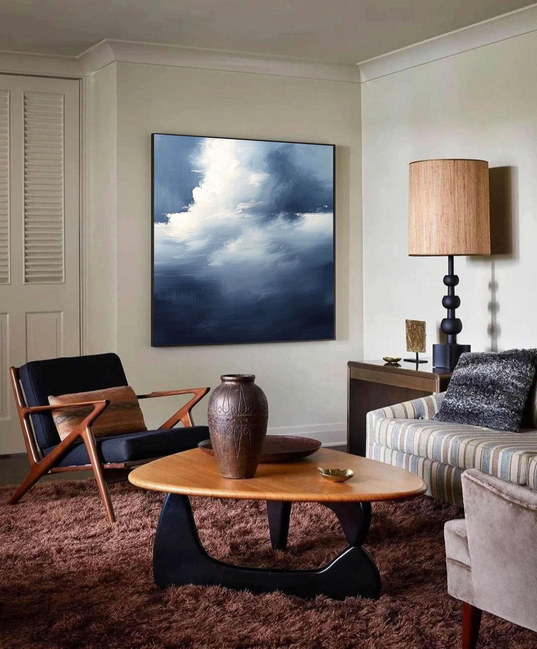 Serene Cloudscape Abstract Art Canvas Modern Sky Painting #OS 028