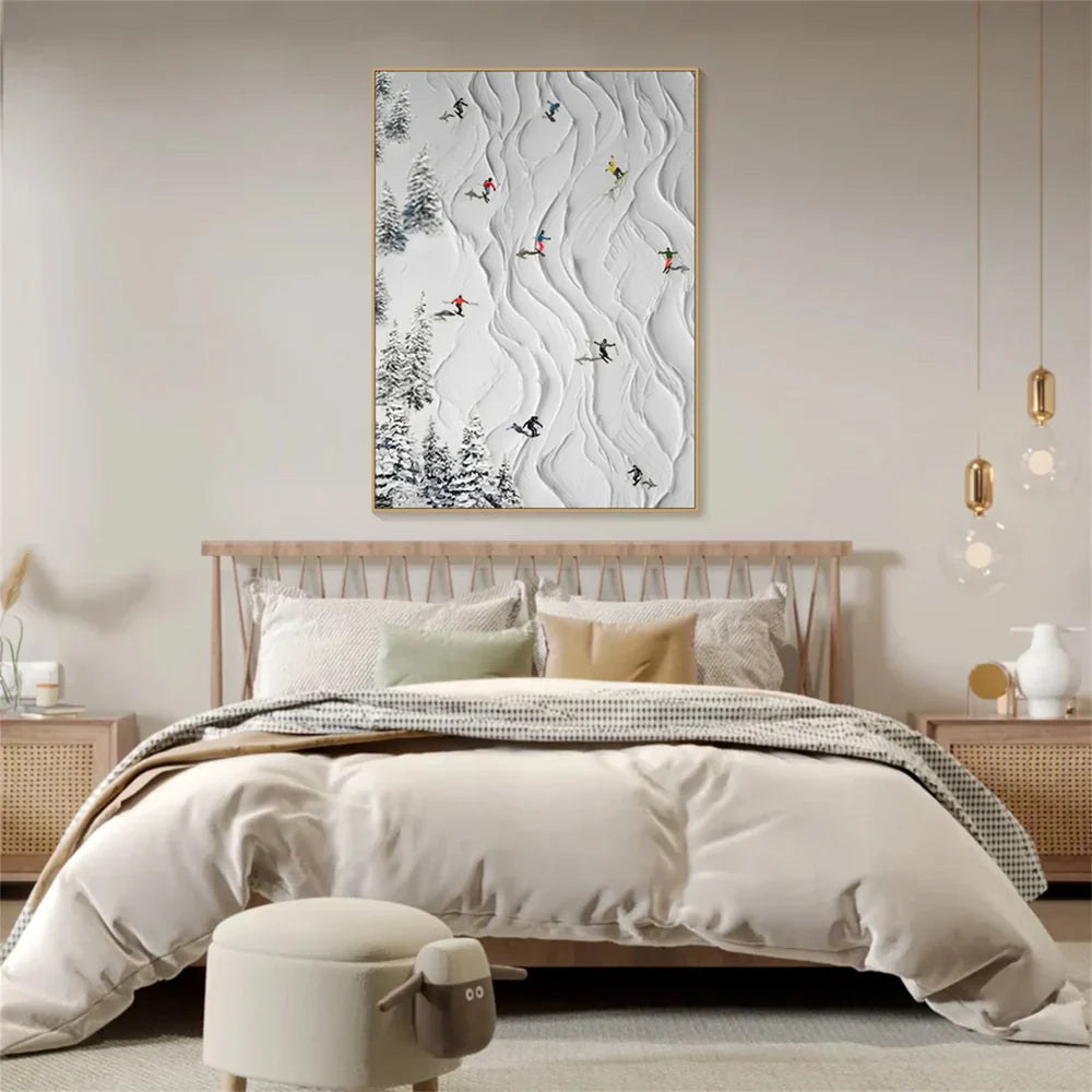 Weiße Sportkunst minimalistische strukturierte Wandkunst #SA007