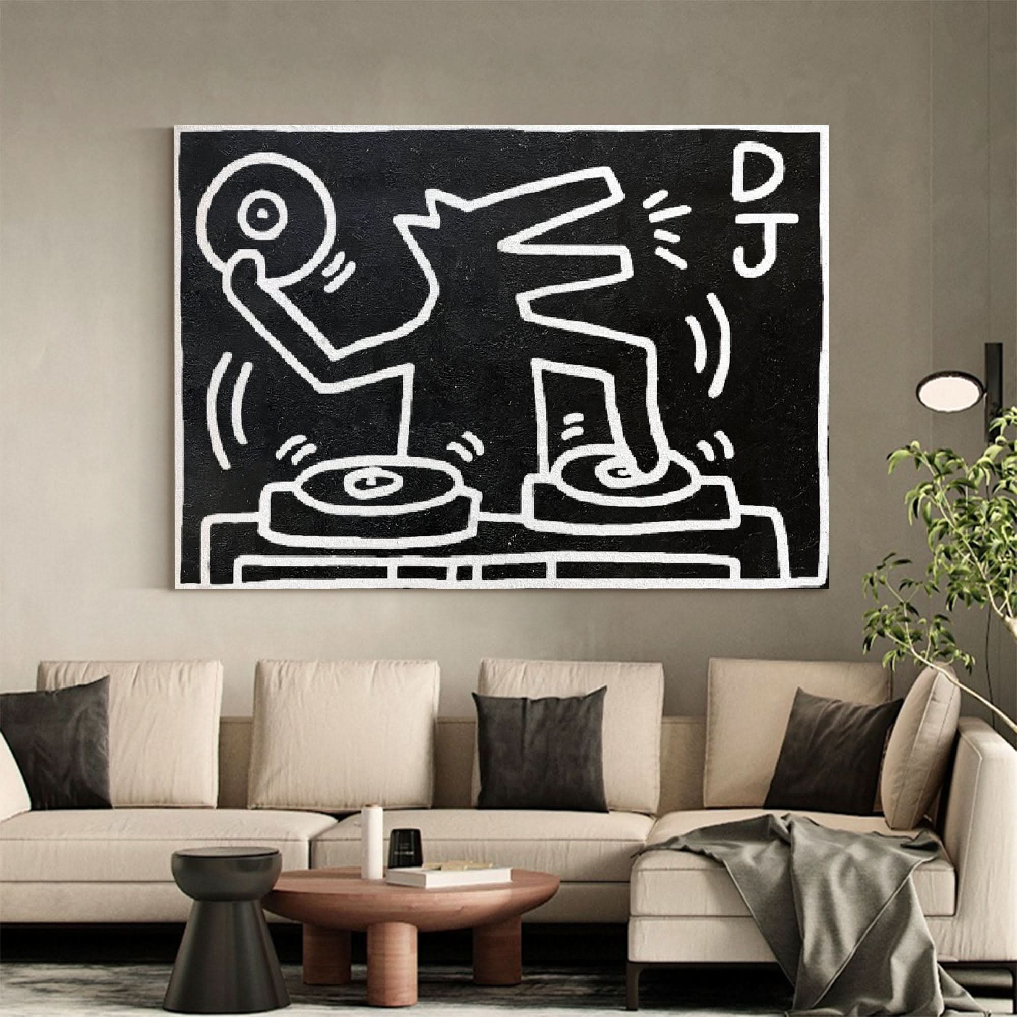 Keith Haring DJ Alligator Painting Keith Haring Artwork Large Keith Painting Pop Art Pop Wall Art