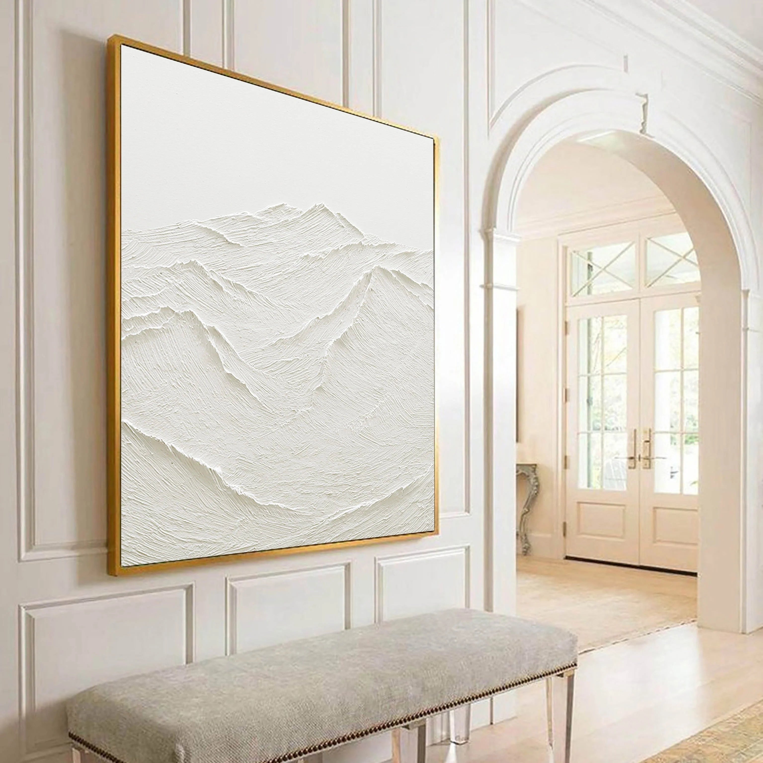 Minimalist White Textured Plaster Painting Original Oversized Wall Art for Bedroom/Living Room