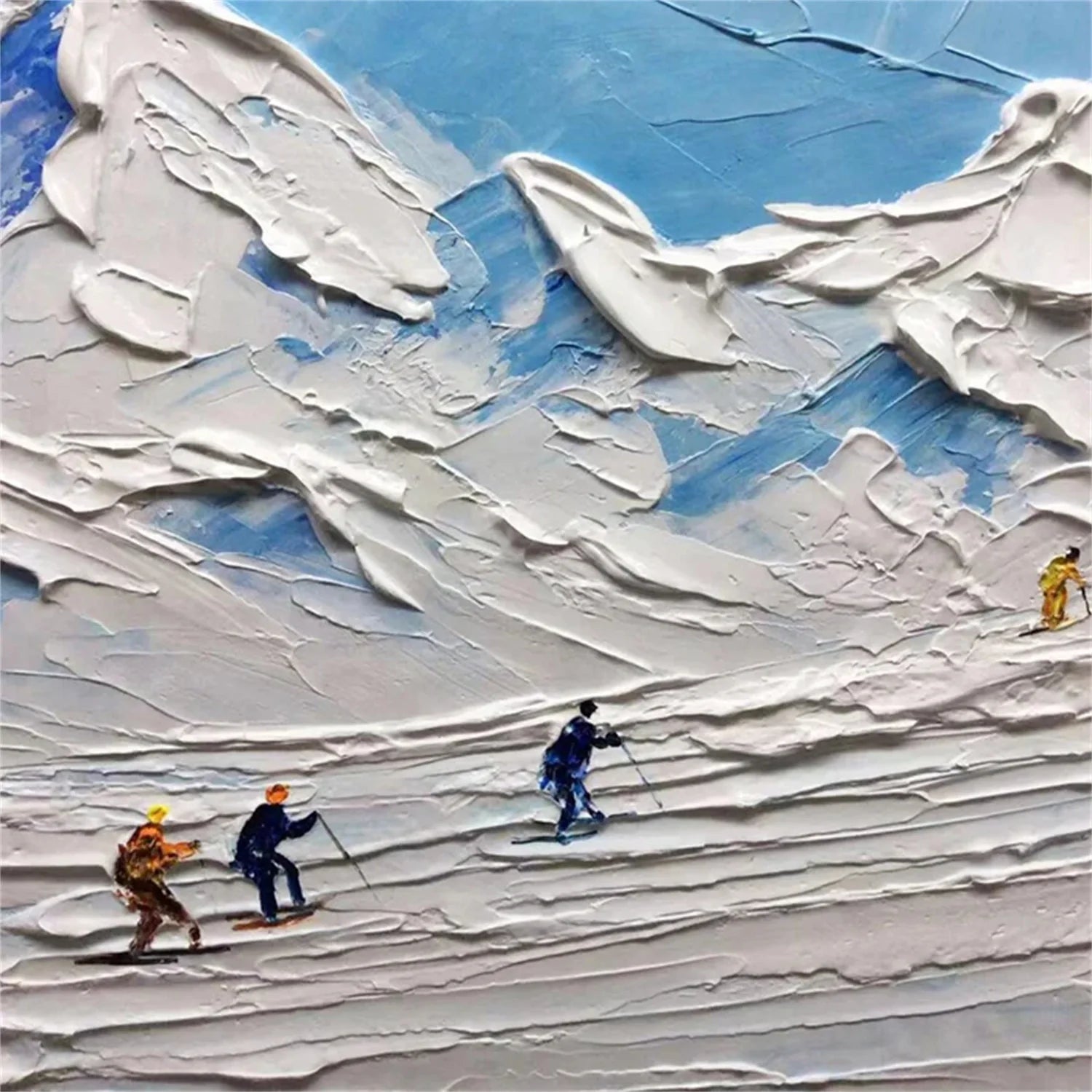 Skiing Sport Art Textured Painting Canvas # SP041