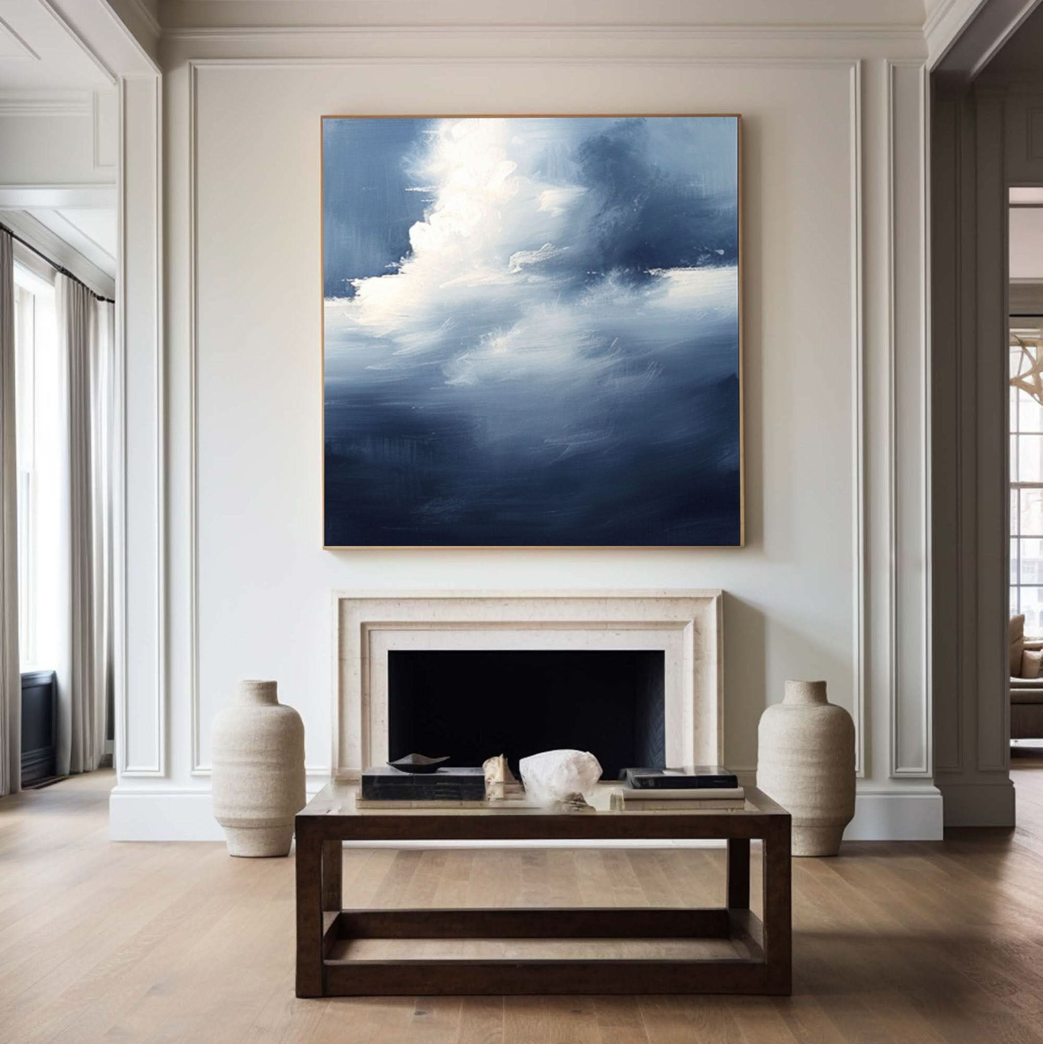 Serene Cloudscape Abstract Art Canvas Modern Sky Painting #OS 028