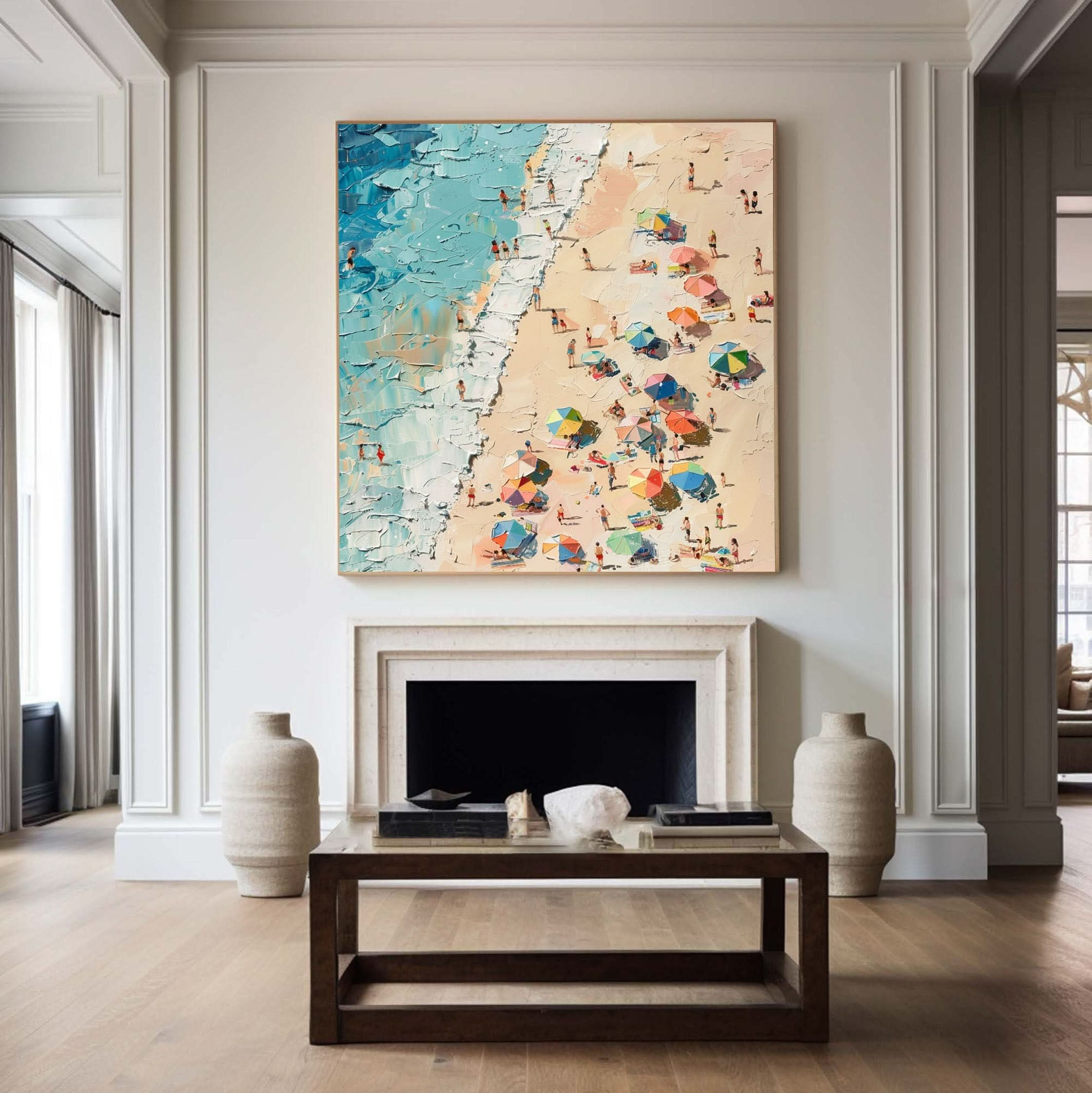 Sunny Beach Day Canvas Art Vibrant Coastal Wall Decor #OS 023