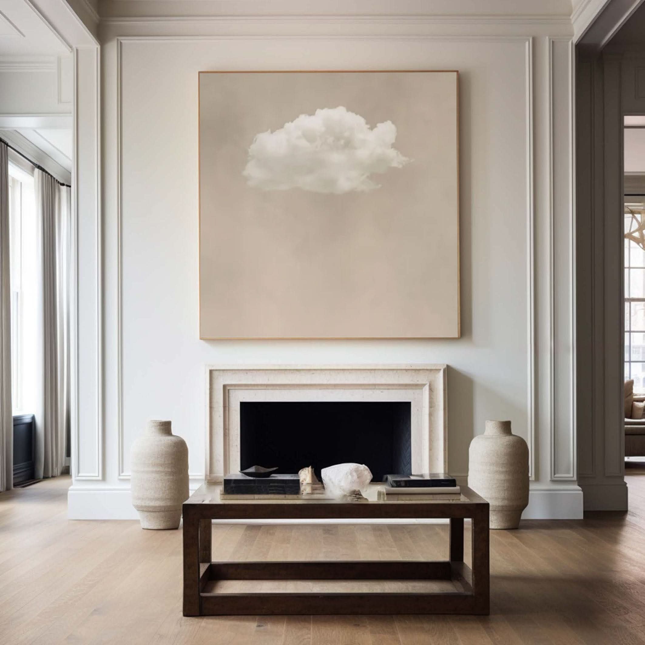 Serene Cloudscape Abstract Art Canvas Modern Sky Painting #OS 018