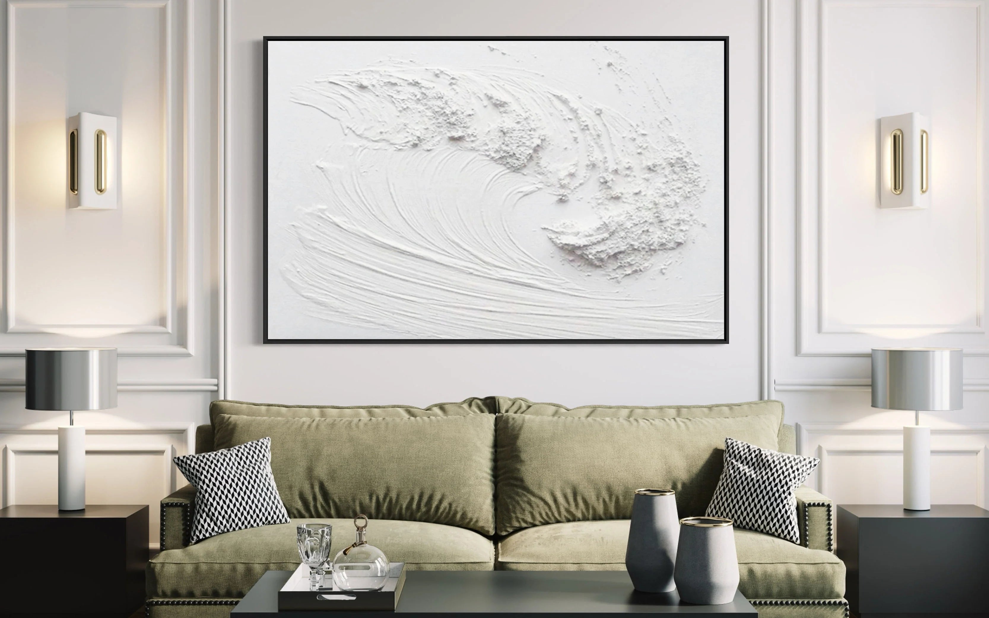 Plaster Art Textured Minimalistic Painting on Canvas for Room Decor