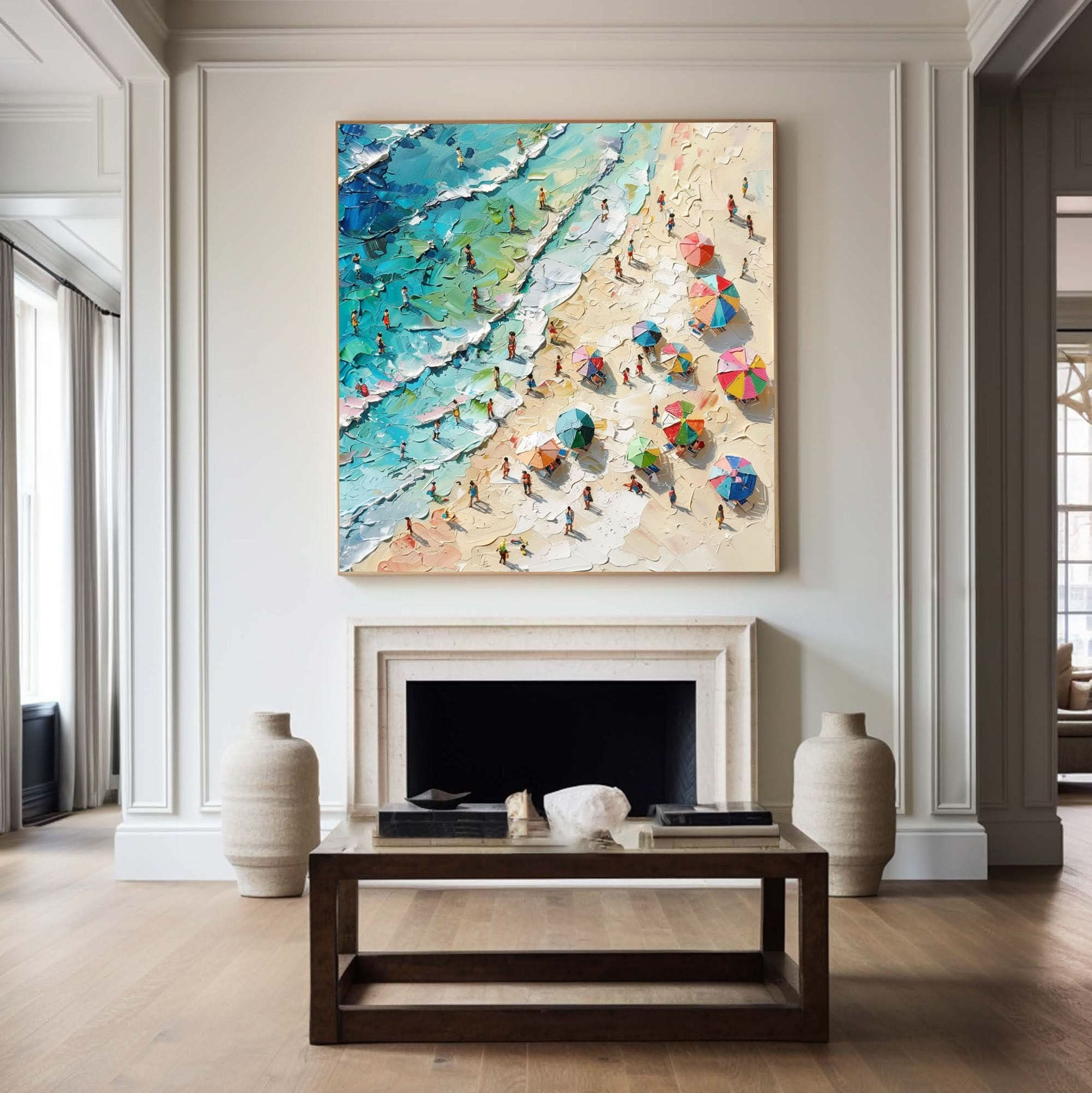 Sunny Beach Day Canvas Art Vibrant Coastal Wall Decor #OS 024