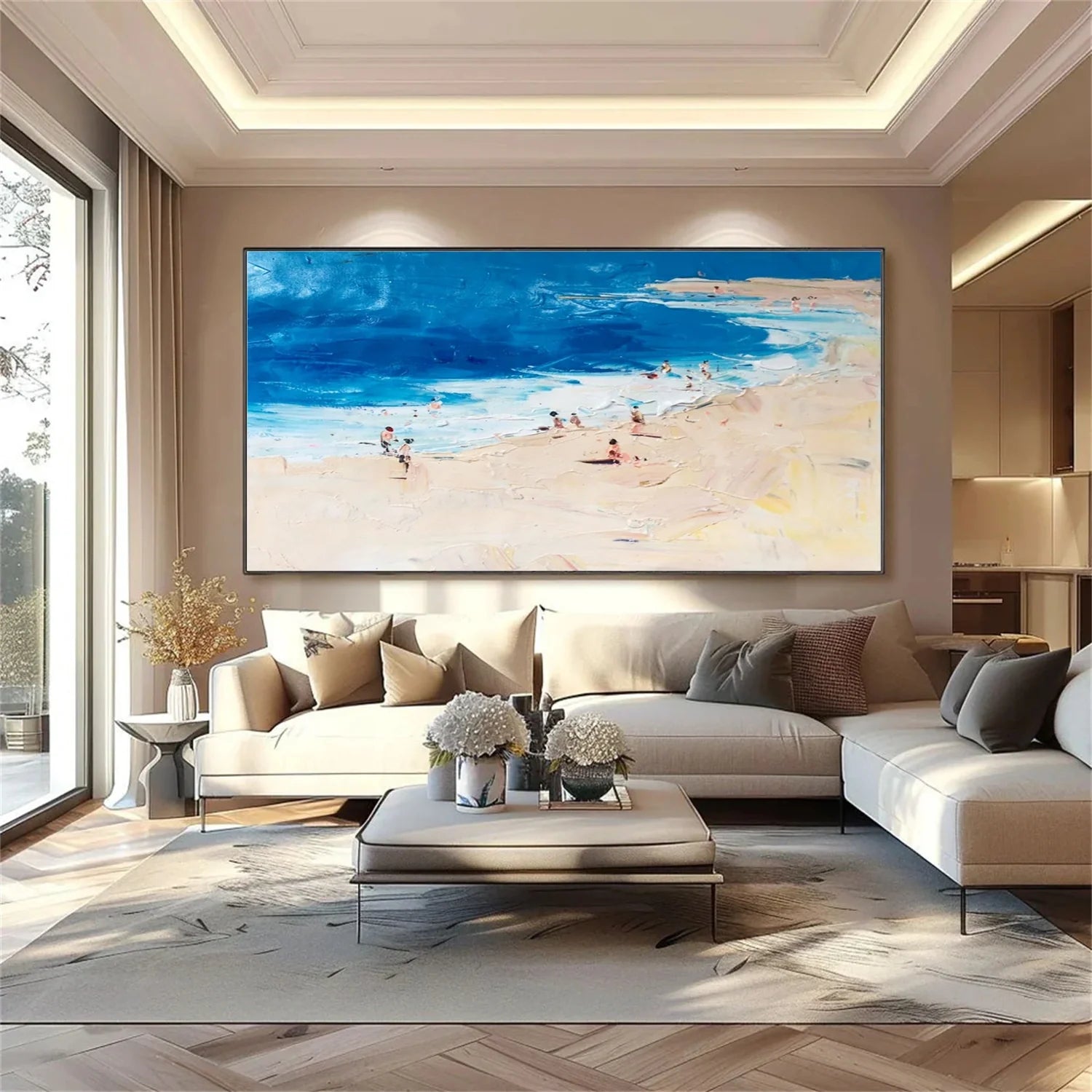 Seascape and Snowy Peak Painting #SP058