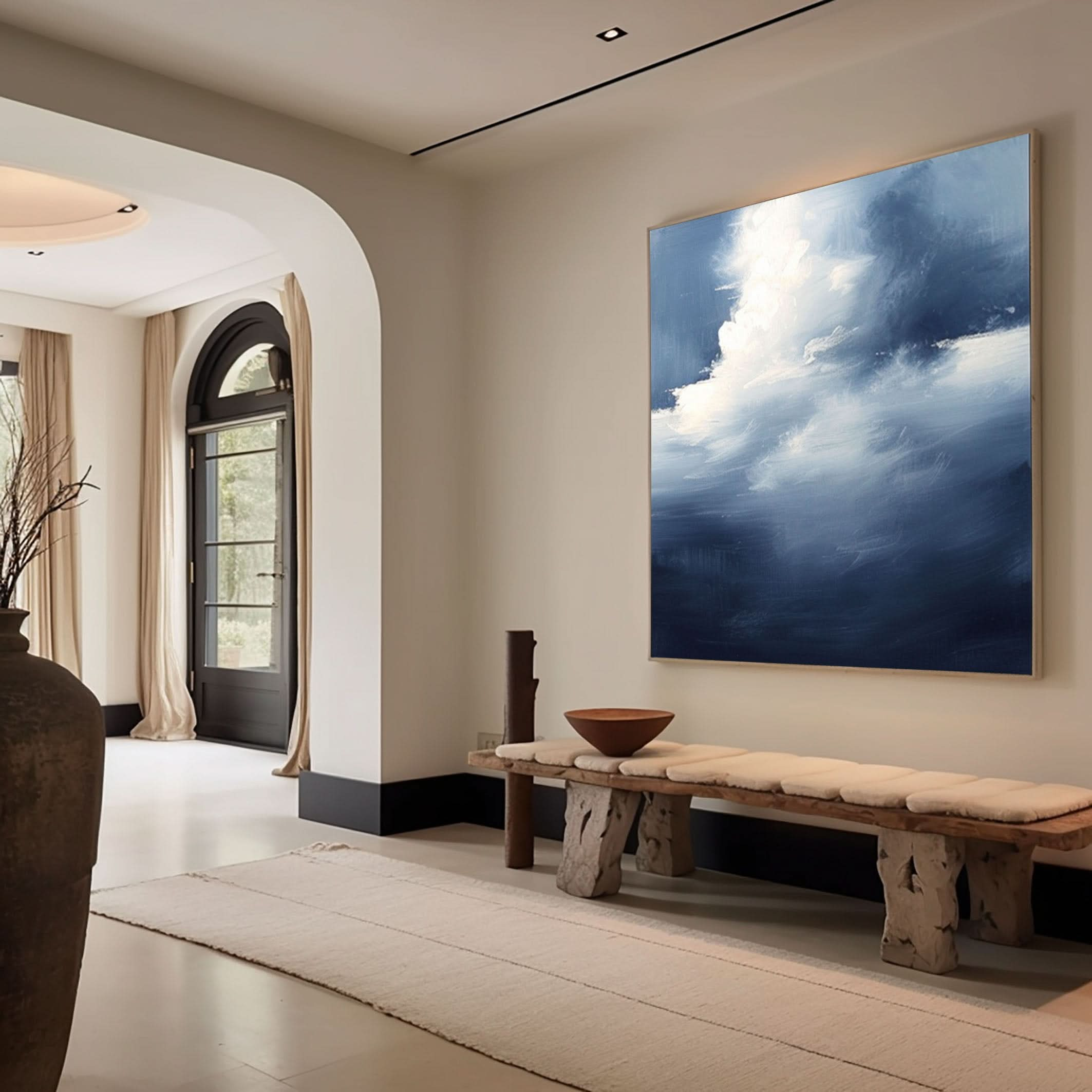 Serene Cloudscape Abstract Art Canvas Modern Sky Painting #OS 028