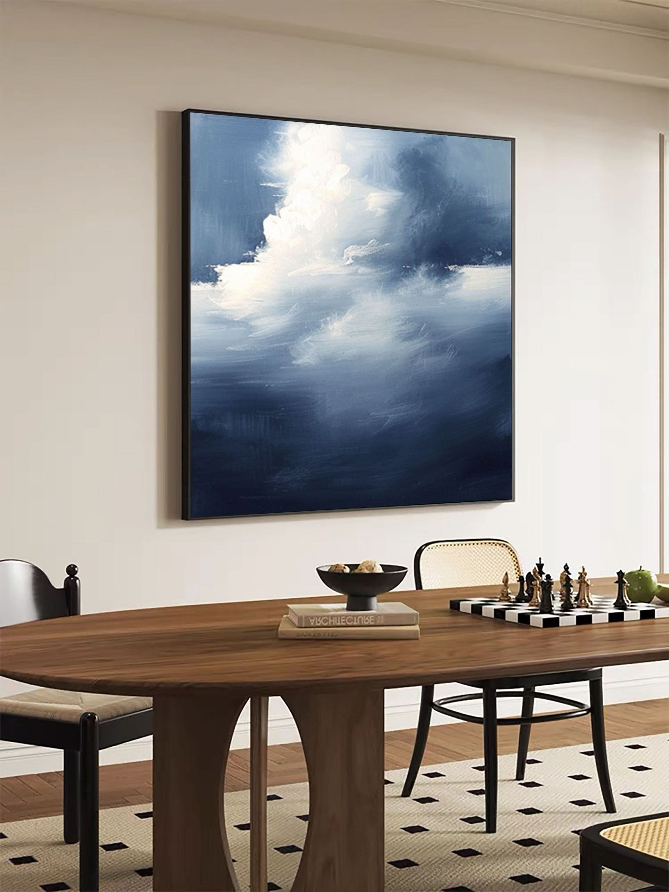 Serene Cloudscape Abstract Art Canvas Modern Sky Painting #OS 028