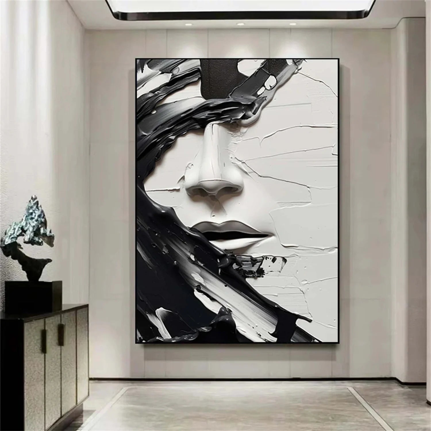 Abstract Portrait Black and White Painting #AP014