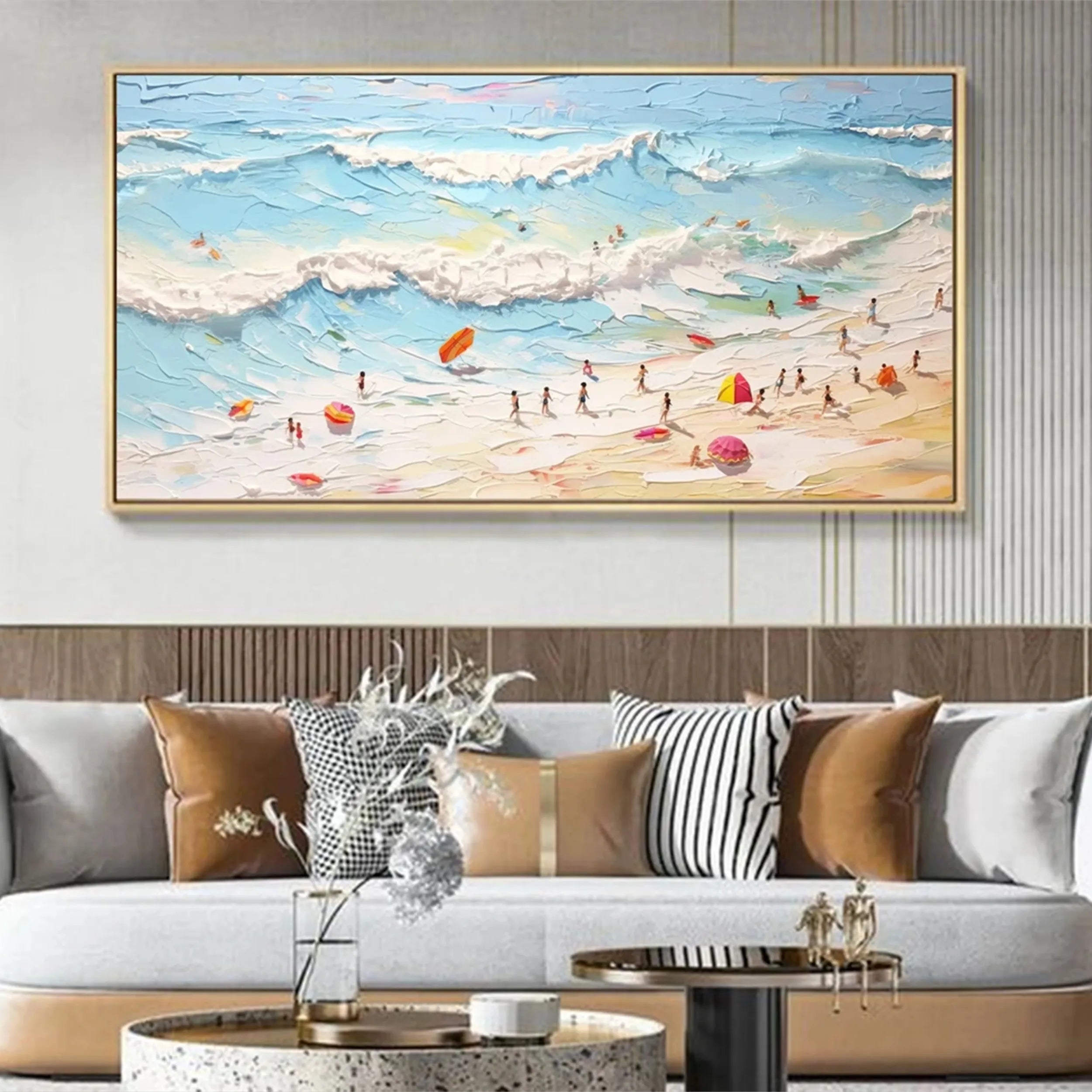 Seascape and Snowy Peak Painting #SP006
