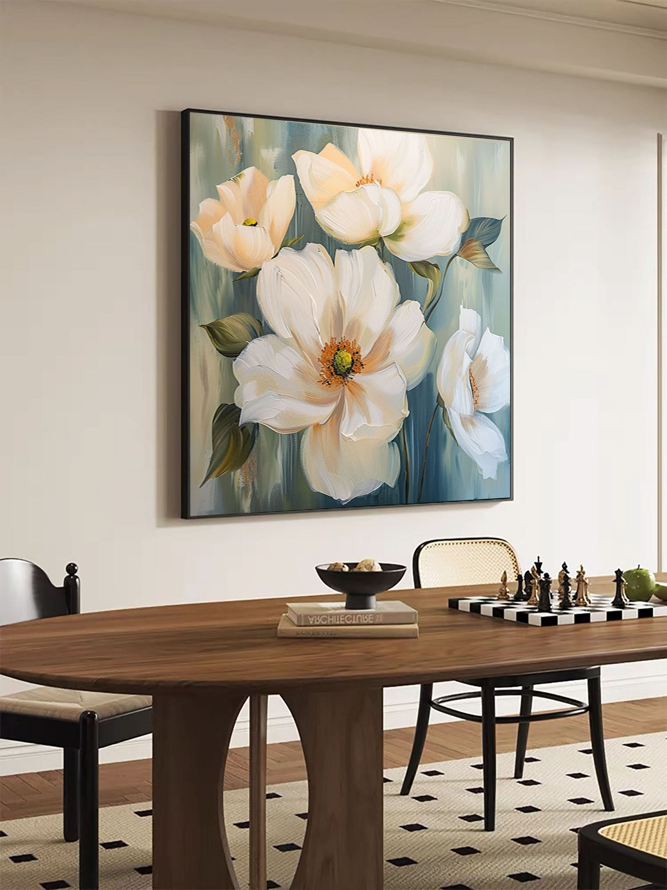 Elegant White Blossoms Canvas Art Serene Floral Wall Decor #FT 030