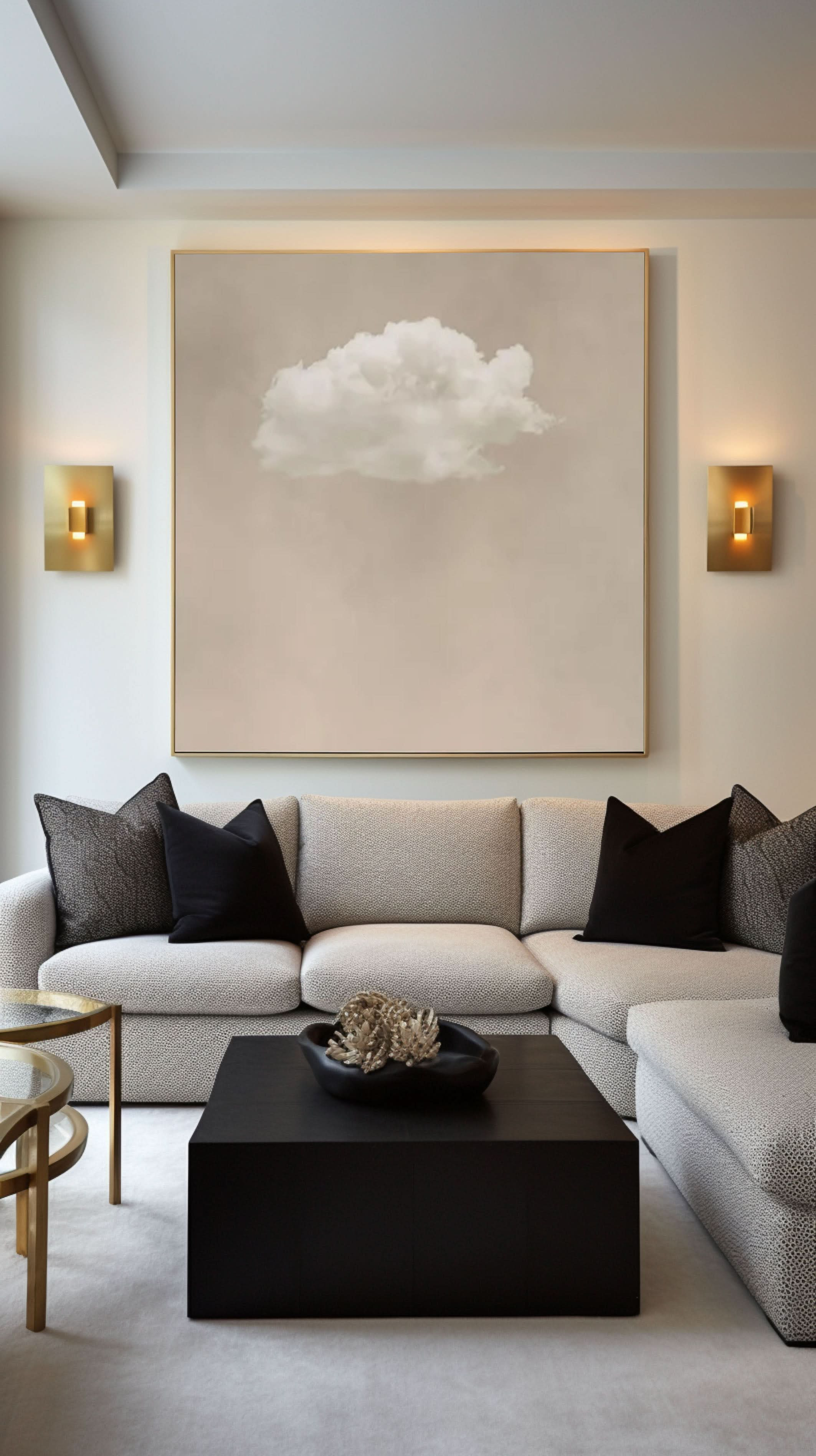 Serene Cloudscape Abstract Art Canvas Modern Sky Painting #OS 018