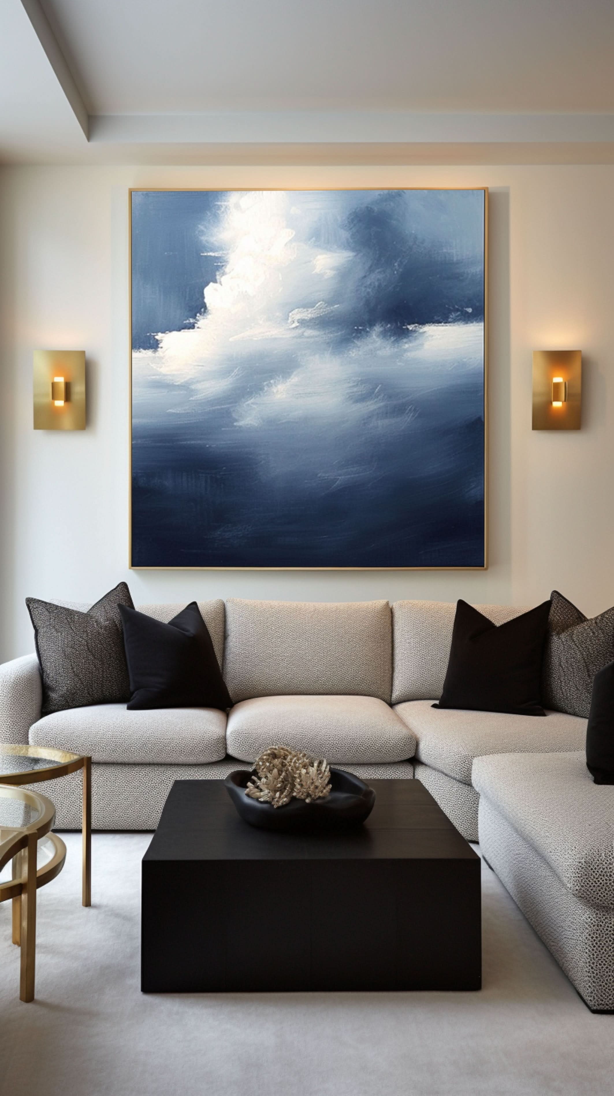 Serene Cloudscape Abstract Art Canvas Modern Sky Painting #OS 028