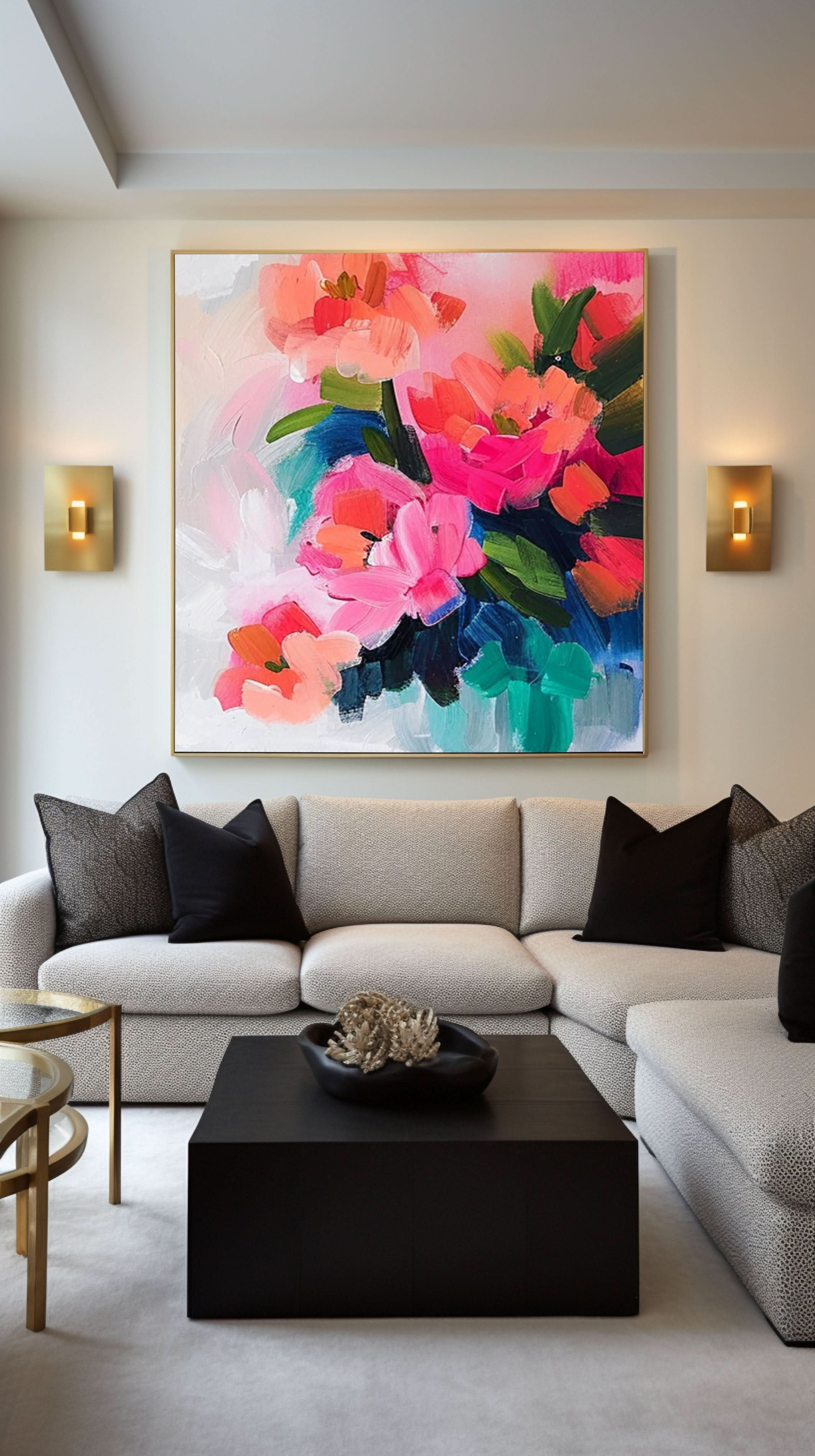 Vibrant Bloom Canvas Art Colorful Flower Wall Decor #FT 034