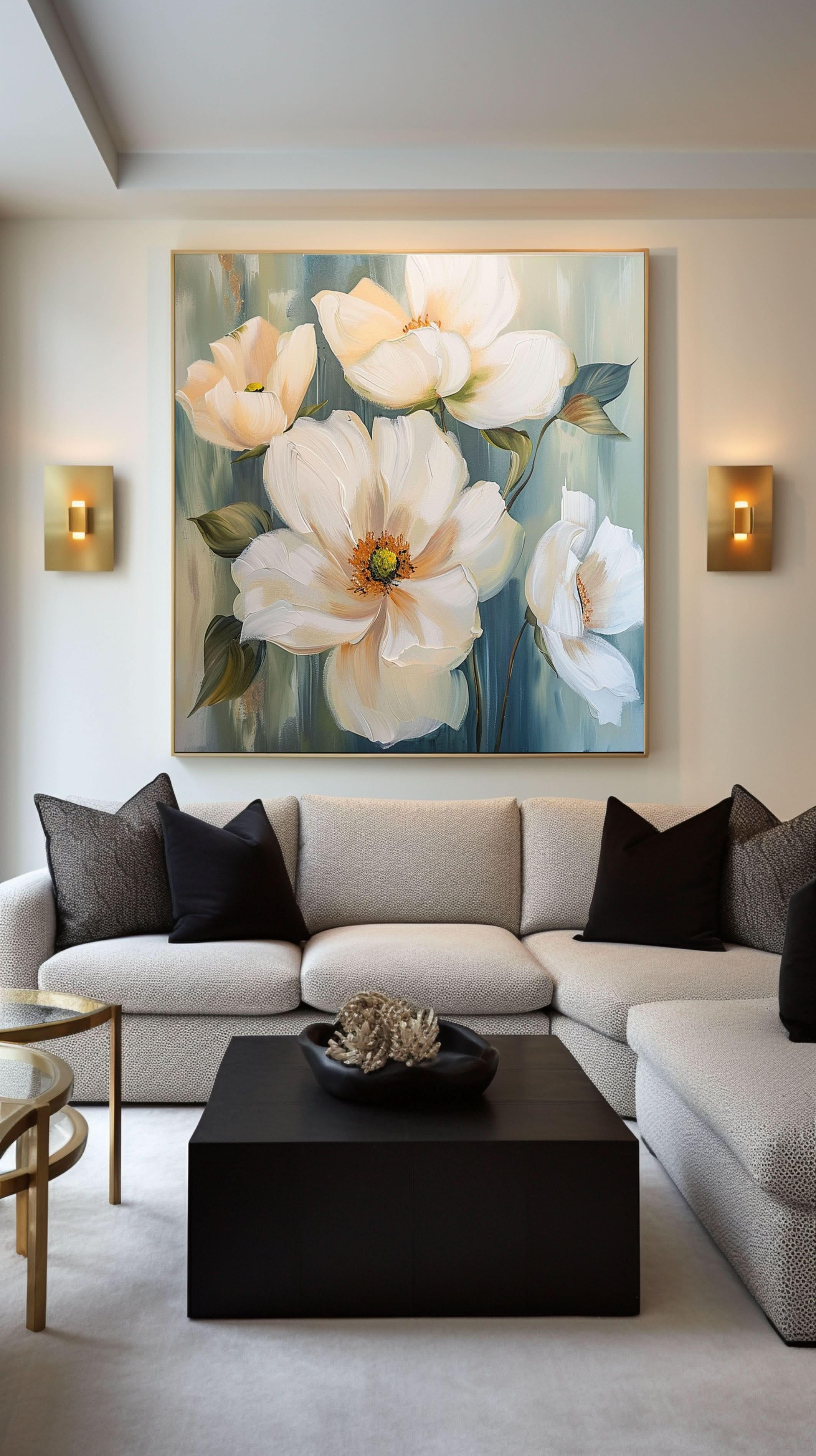 Elegant White Blossoms Canvas Art Serene Floral Wall Decor #FT 030