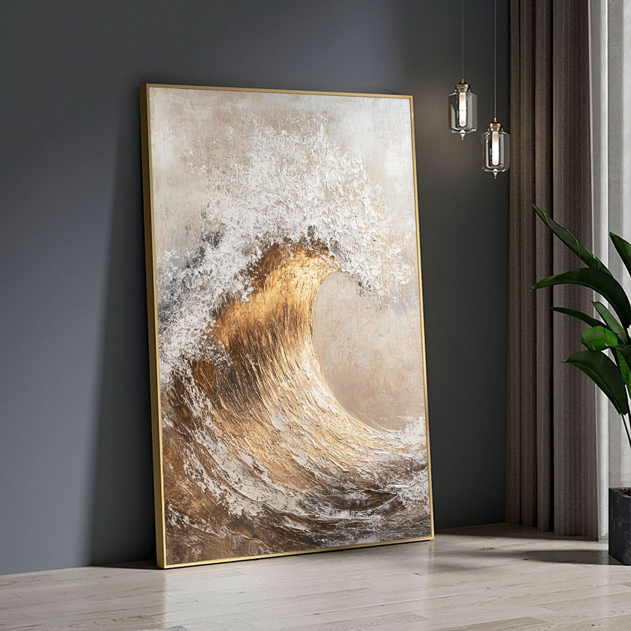 Handcrafted Ocean Wave Painting with Textured 3D Details #BBM 039