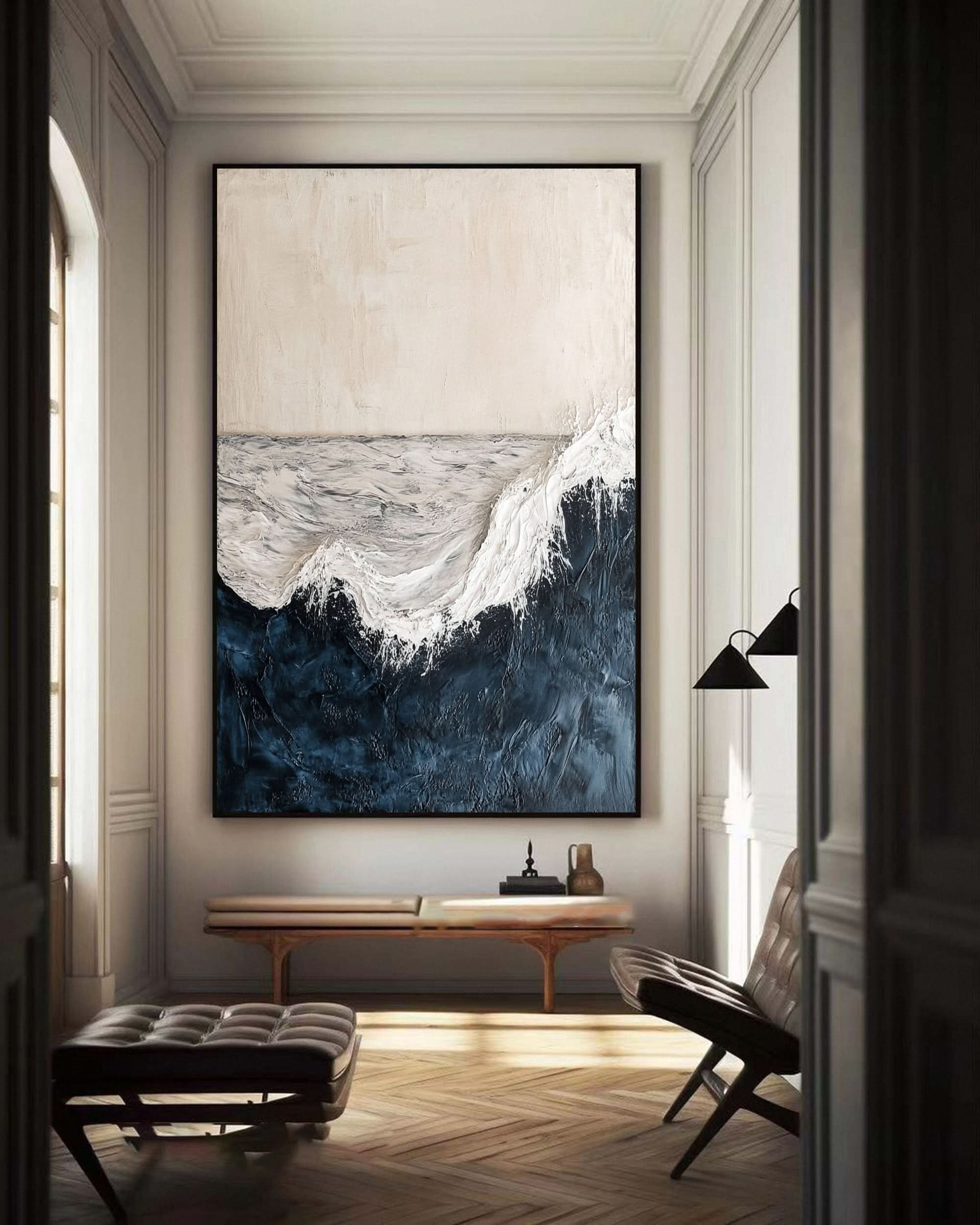 Handcrafted Ocean Wave Painting with Textured 3D Details #BGM 038