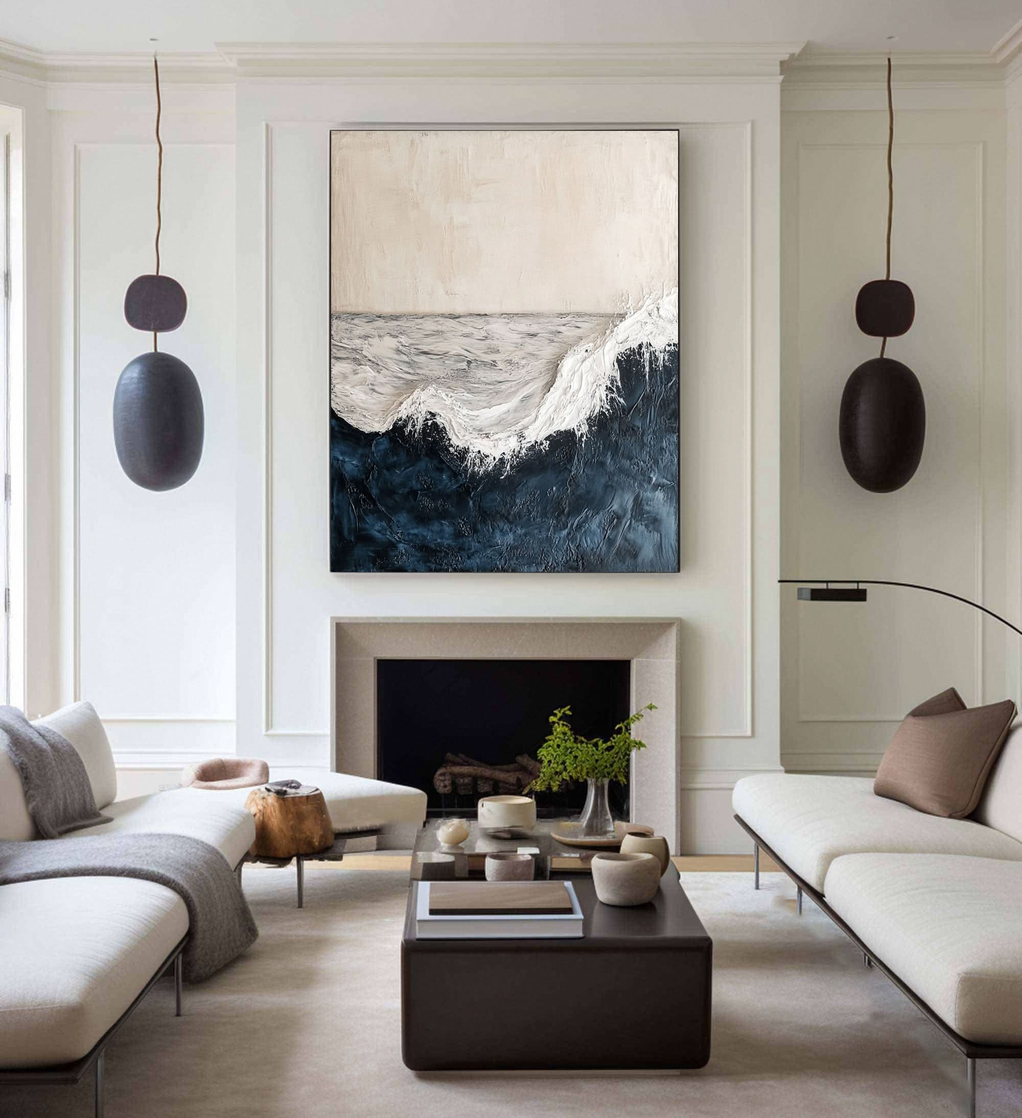 Handcrafted Ocean Wave Painting with Textured 3D Details #BGM 038