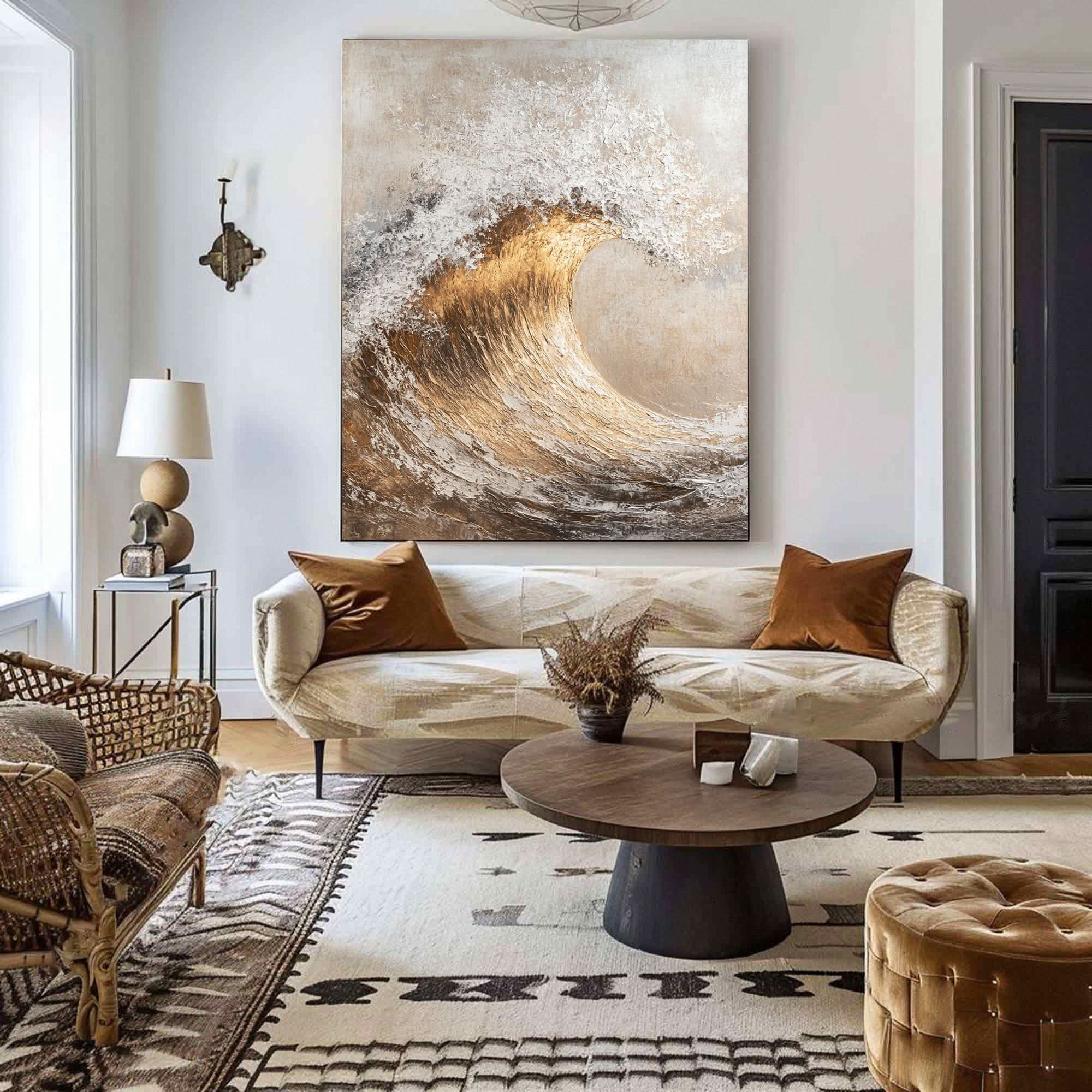 Handcrafted Ocean Wave Painting with Textured 3D Details #BBM 039