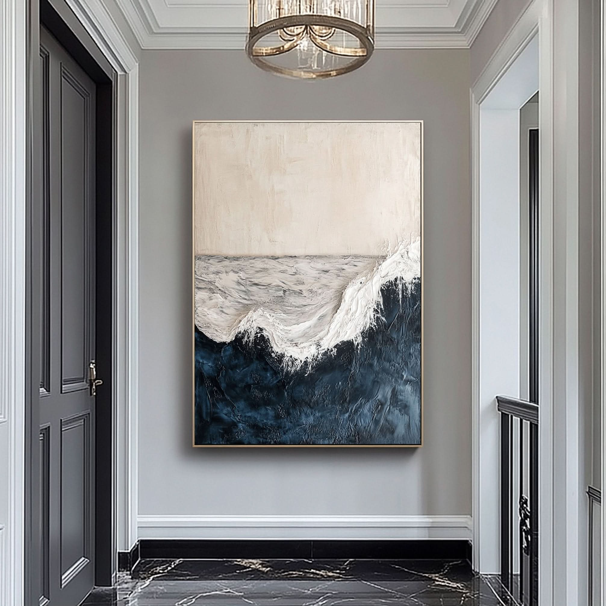 Handcrafted Ocean Wave Painting with Textured 3D Details #BGM 038