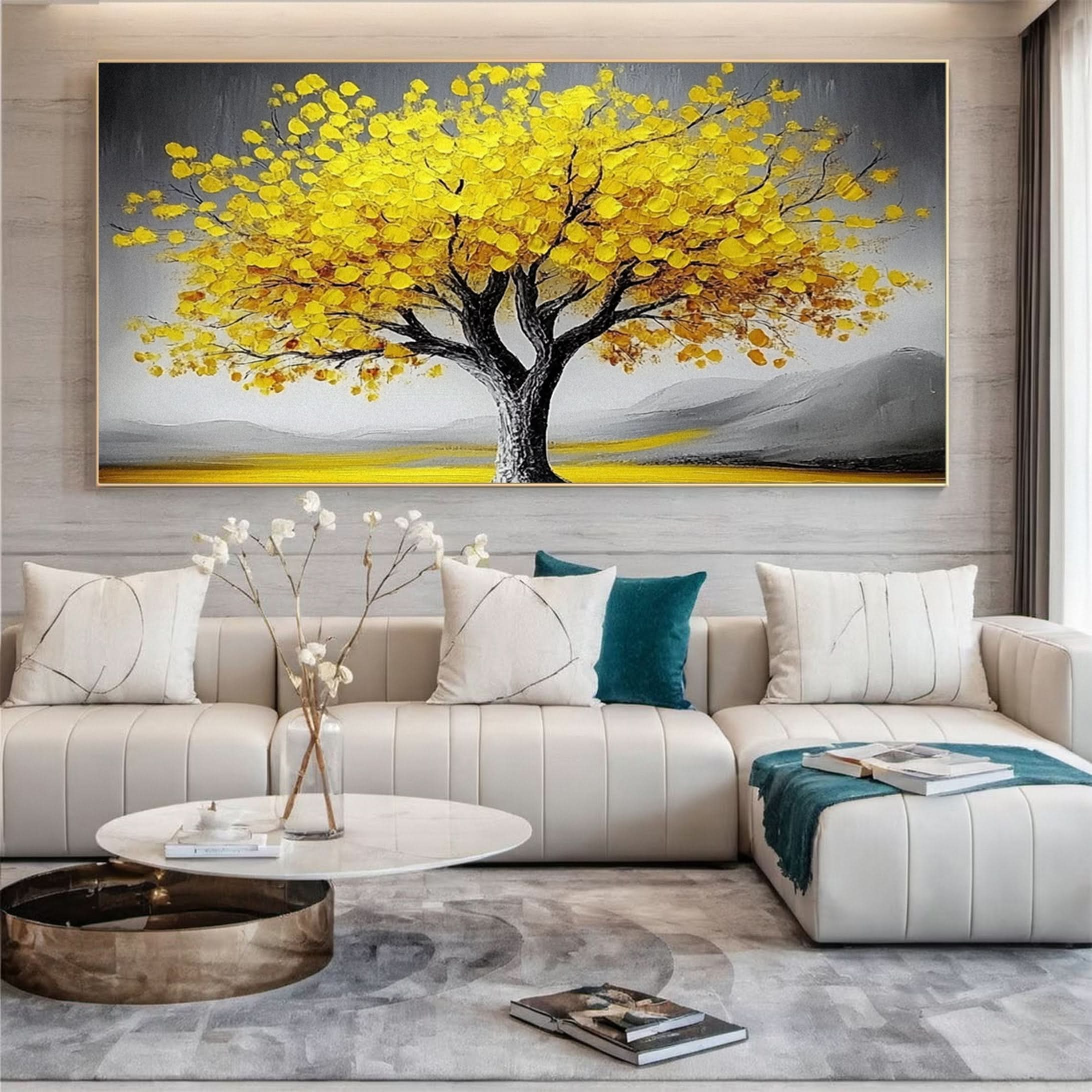 Golden Tree of Tranquility Canvas Art Luxurious Wall Decor #FT 058