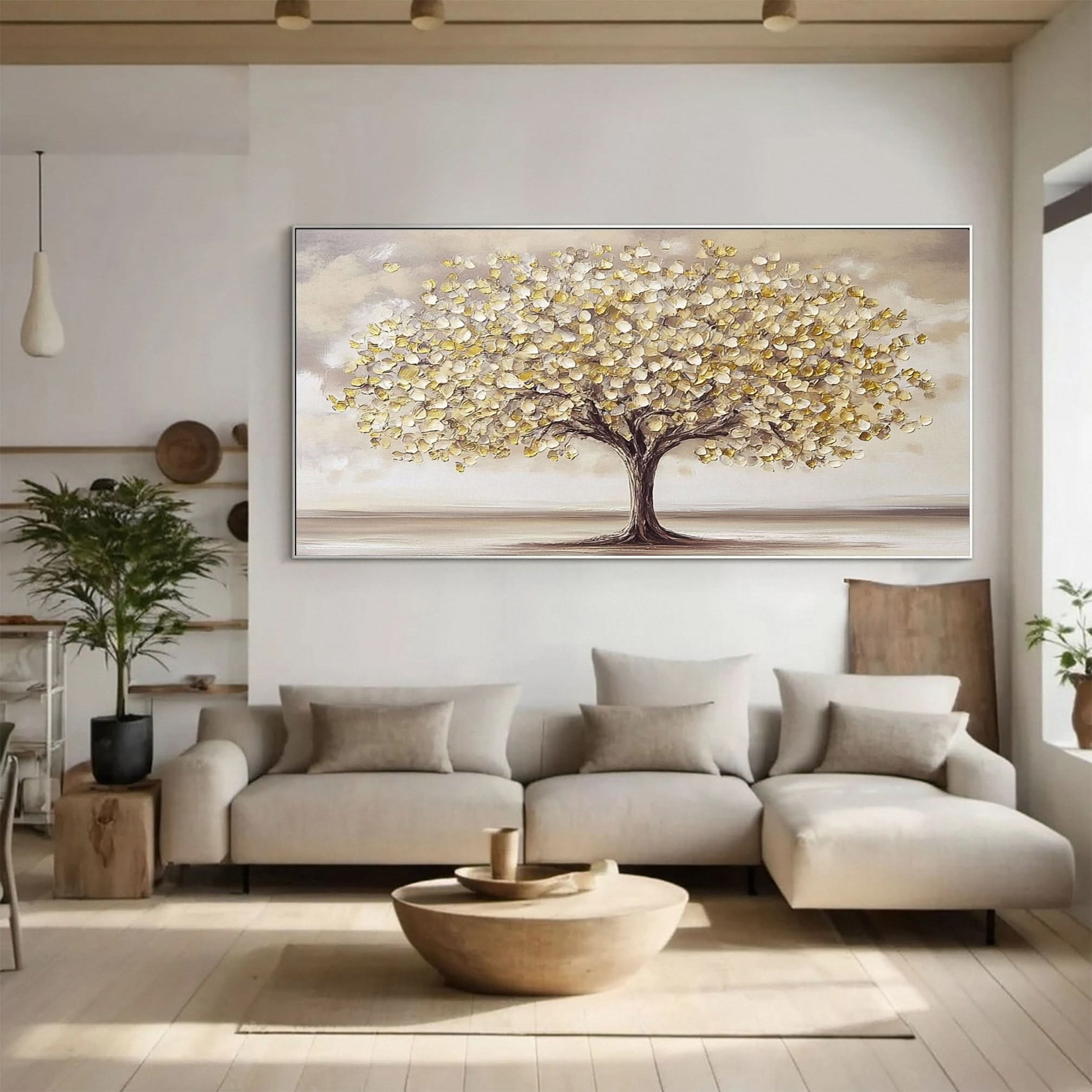 Golden Tree of Tranquility Canvas Art Luxurious Wall Decor #FT 056