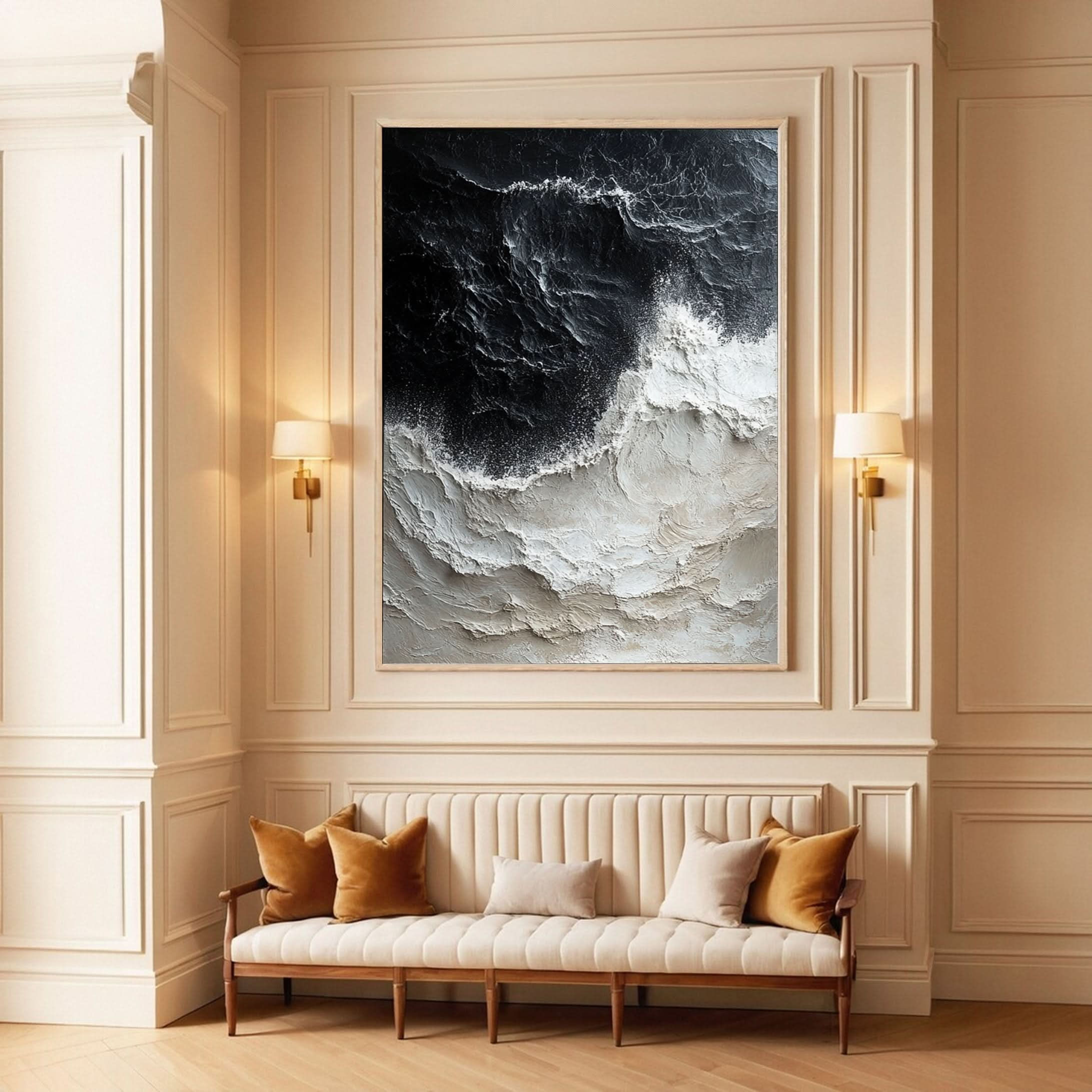 Dynamic Ocean Wave Canvas Art Textured Sea Painting #OS 065