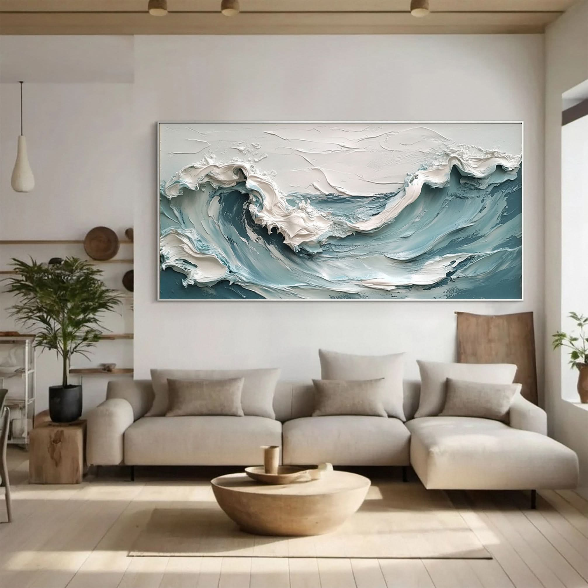 Large Abstract Sea Waves Artwork for Contemporary Wall Decor #OS 054