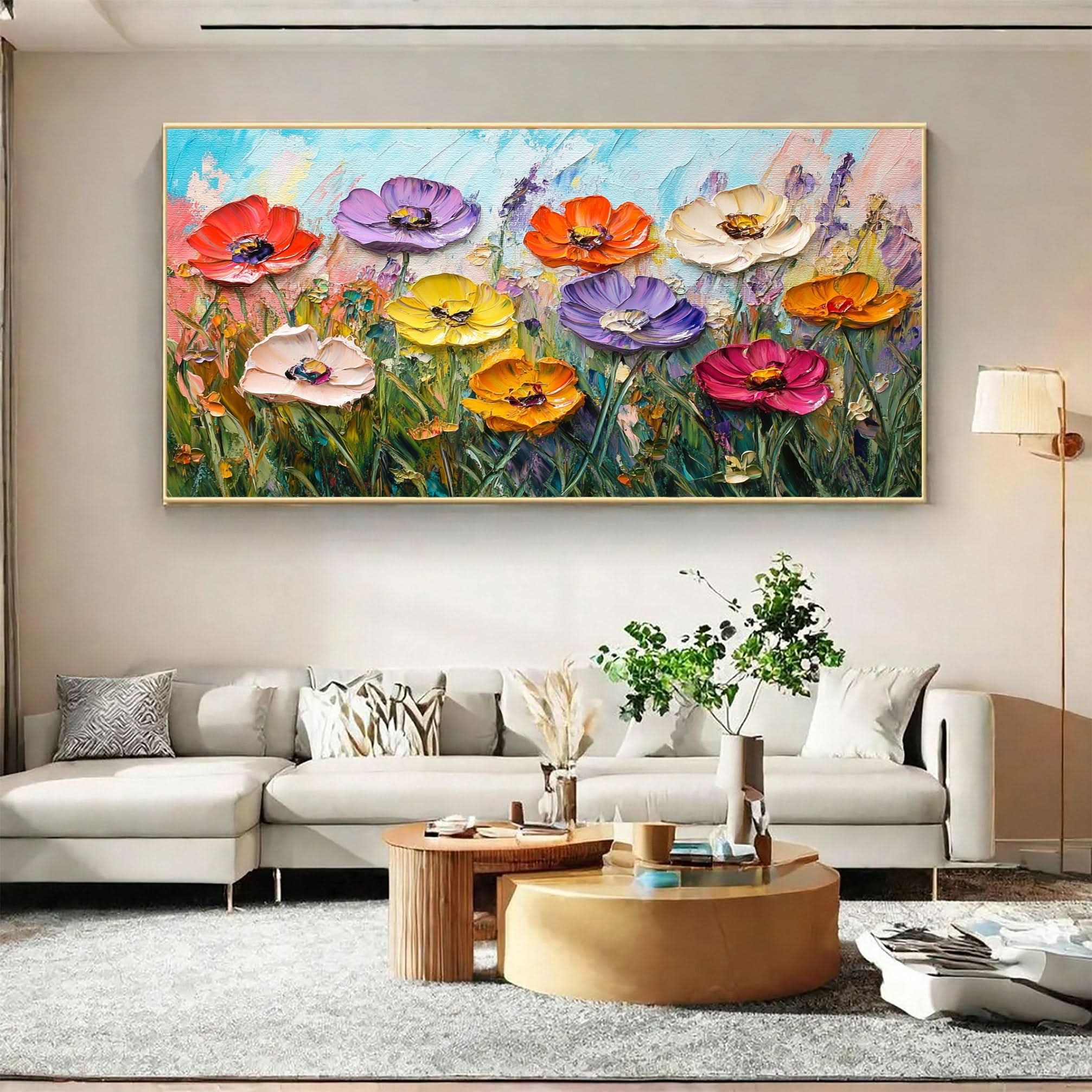 Lively Meadow Flowers Canvas Art Vivid Floral Wall Decor for Room Decor #FT 052