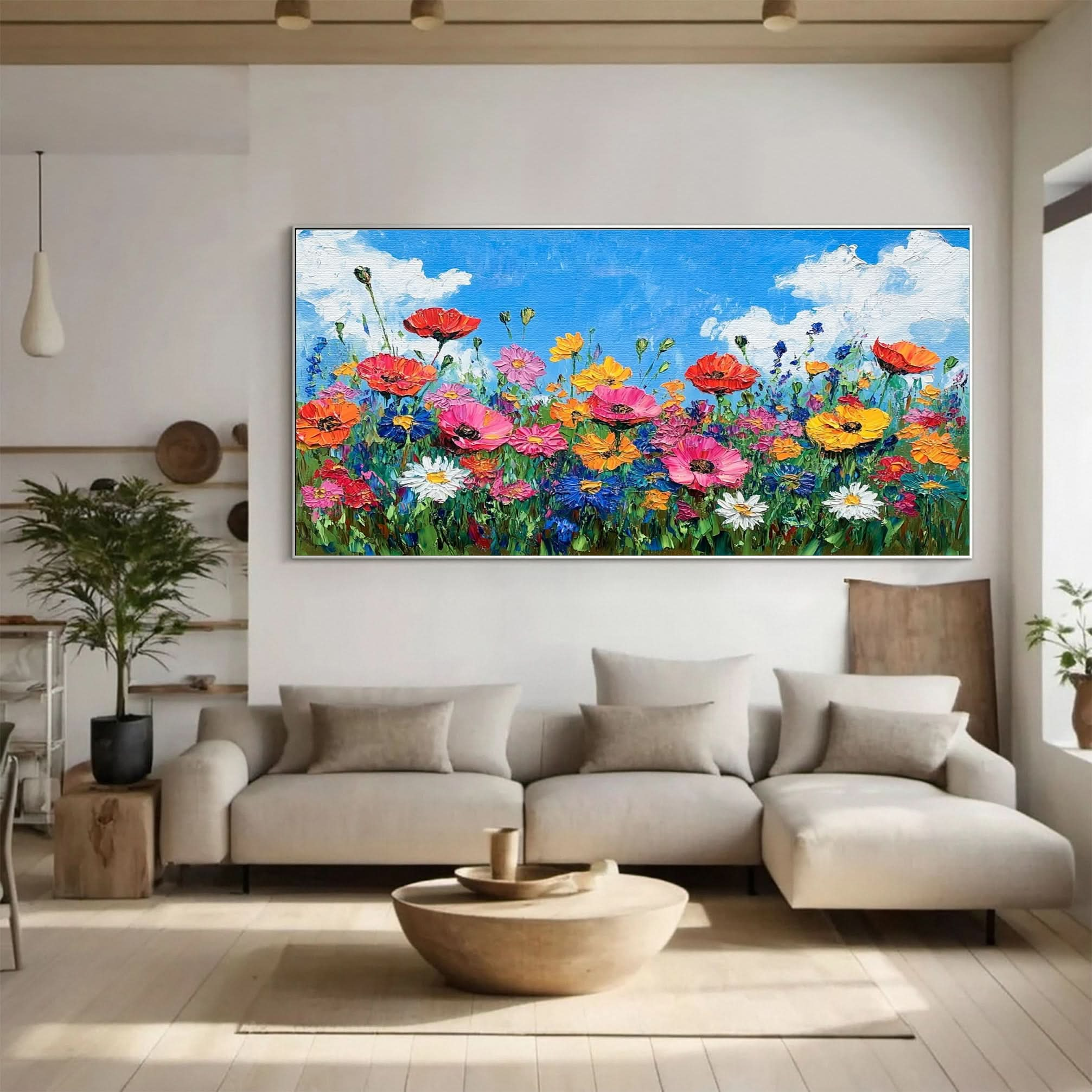 Lively Meadow Flowers Canvas Art Vivid Floral Wall Decor for Room Decor #FT 051