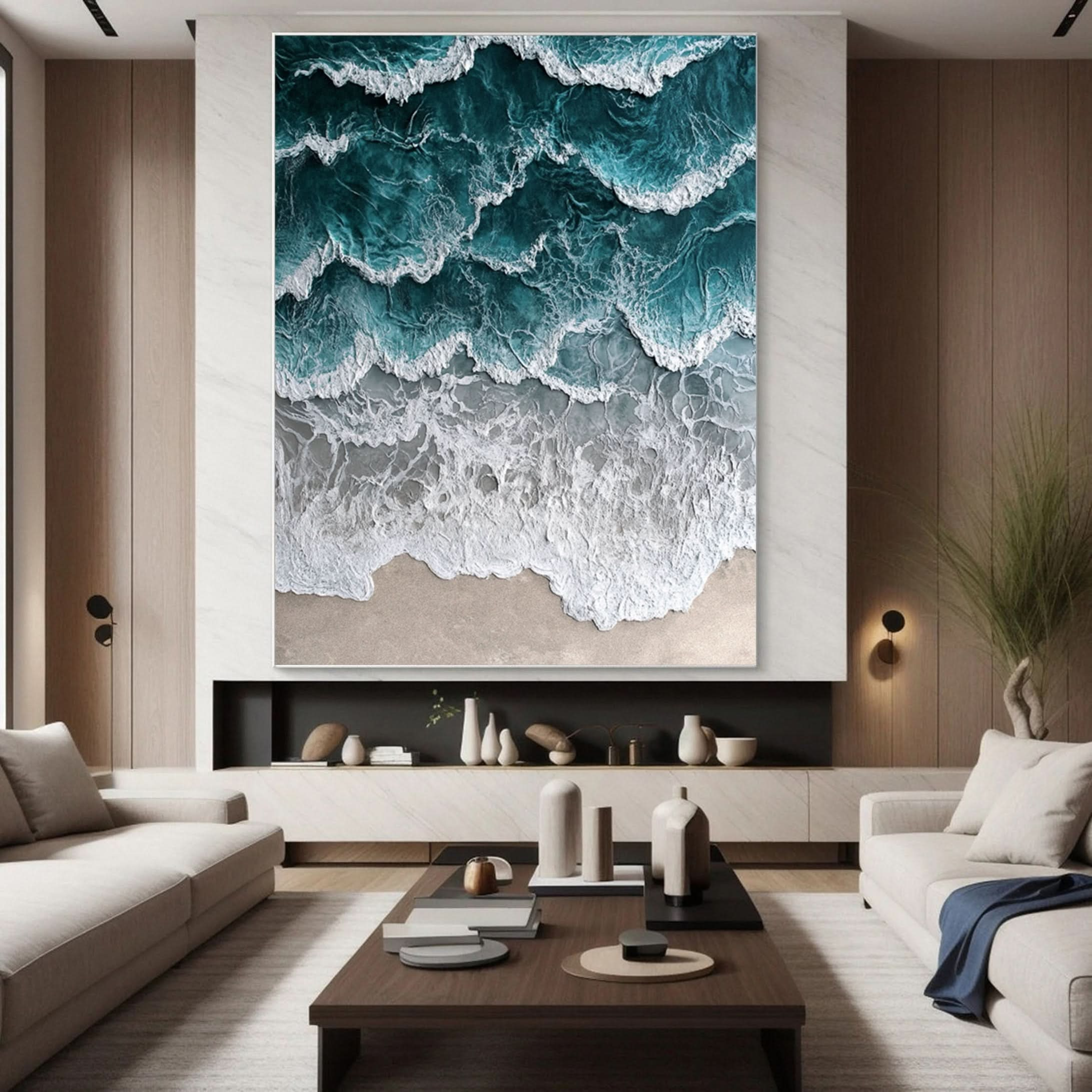 Large Textured Seascape Painting for Living Room Wall Art #OS 034